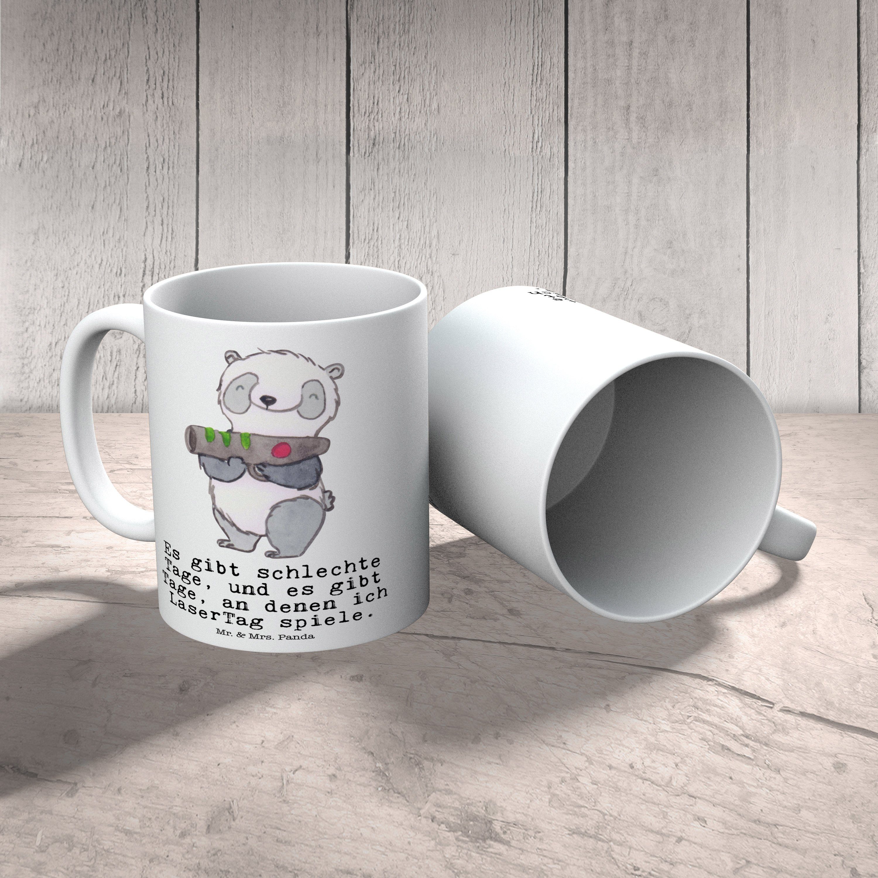 Keramik Geschenk, Mrs. Kaffeetasse, Tasse - Becher, & Mr. Geschenk, - Panda Tage Panda LaserTag Weiß