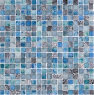Mosani Mosaikfliesen Glasmosaik Naturstein Mosaik grünblau glänzend / 10 Matten