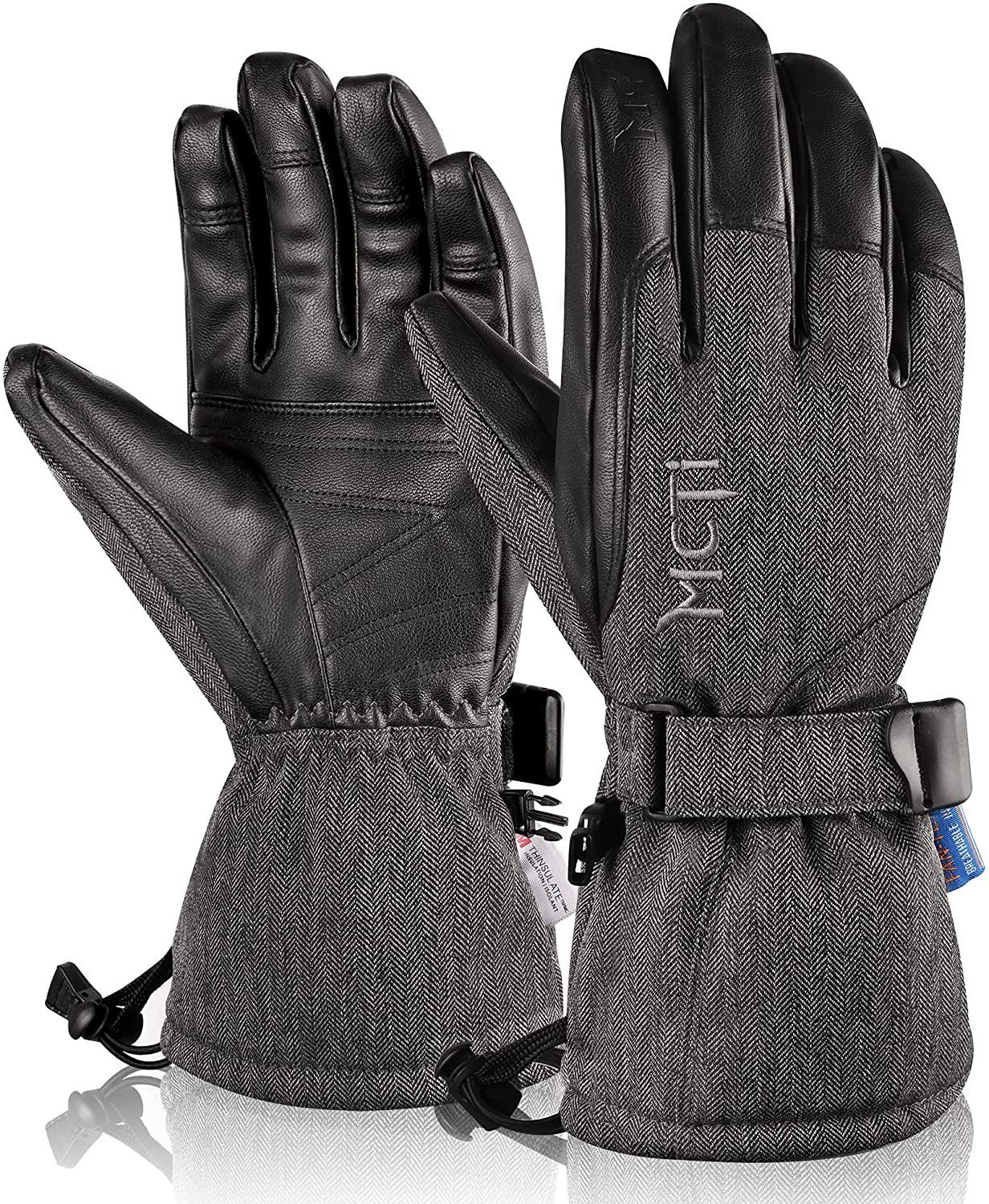 Daskoo Skihandschuhe Winter Fahrrad Handschuhe Winterhandschuhe (Pack) Ski Wasserdicht Stil 6 (Schwarz)