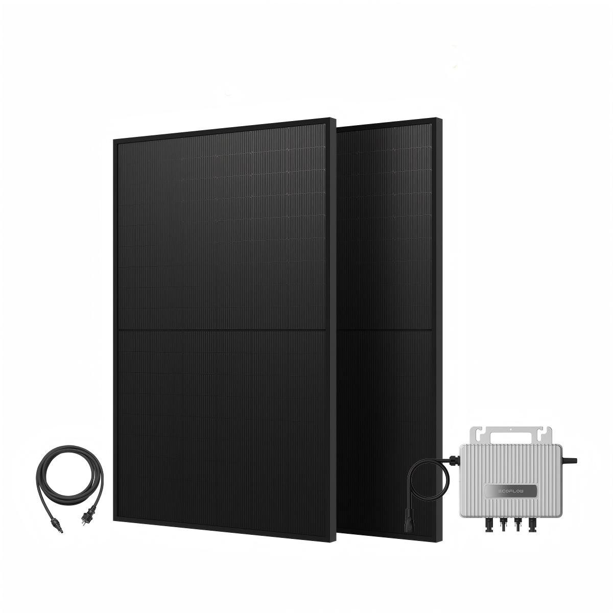 Ecoflow Balkonkraftwerk 910W Komplettset EcoFlow 800W Wechselrichter, (inkl. 2×455W Astronergy Full Black Glas-Glas Solarmodule)