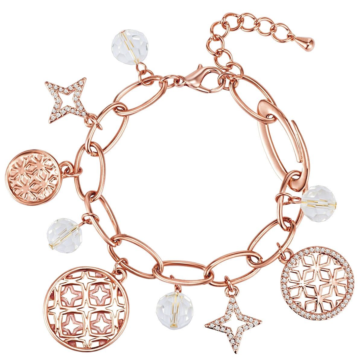 Lulu & Jane Armband Armband roségold Glas weiß | Armbänder