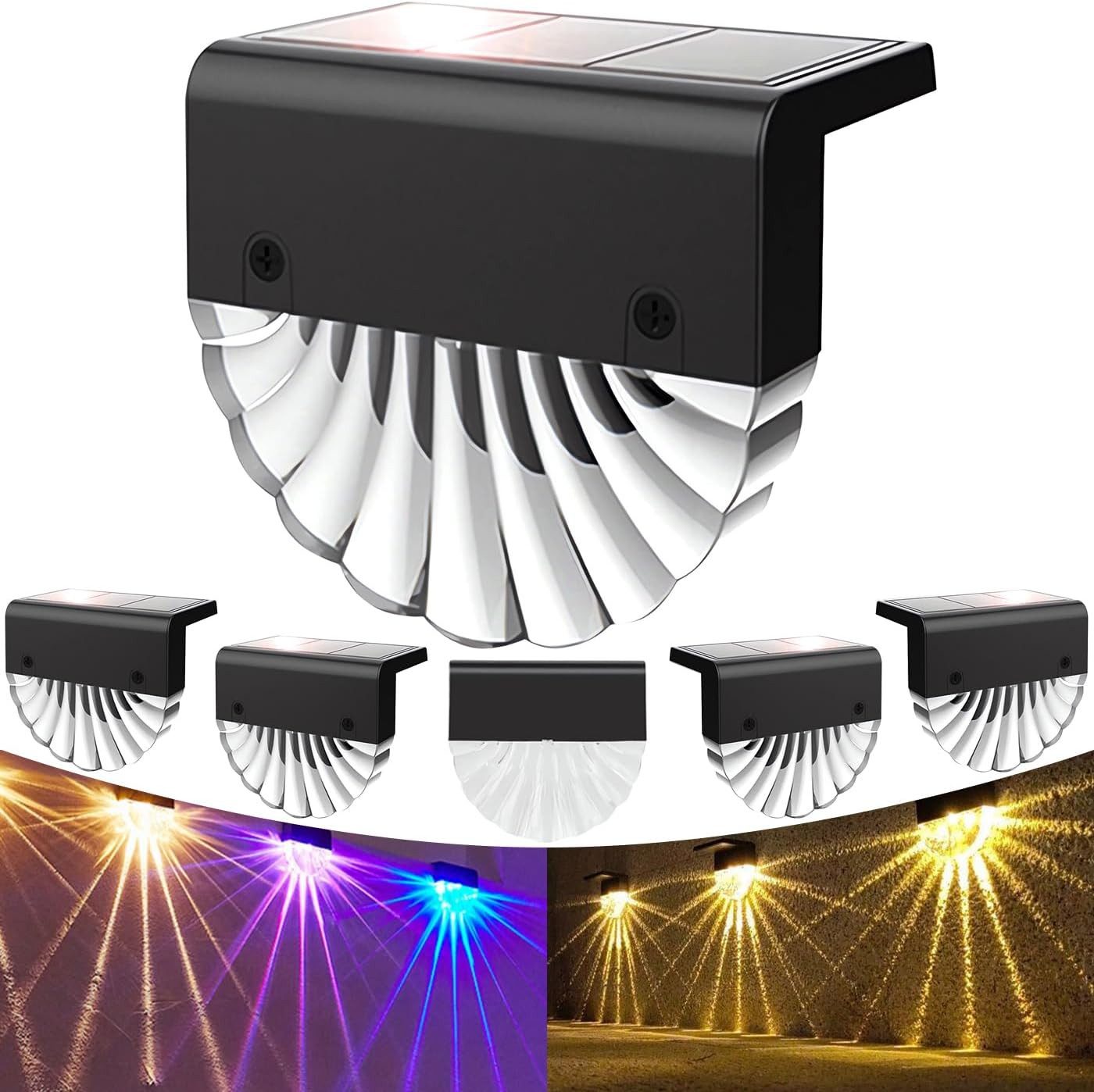 Luckice Außen-Stehlampe Solarleuchte für Außen,2 Stück Wasserdichte Balkon Dekoration, Solarleuchten,2 Modi Warmweiß/Farbwechselnde Solar Lichter, LED Gartenlampen für Terrasse Dekoration,Zaun,Garten und Treppen