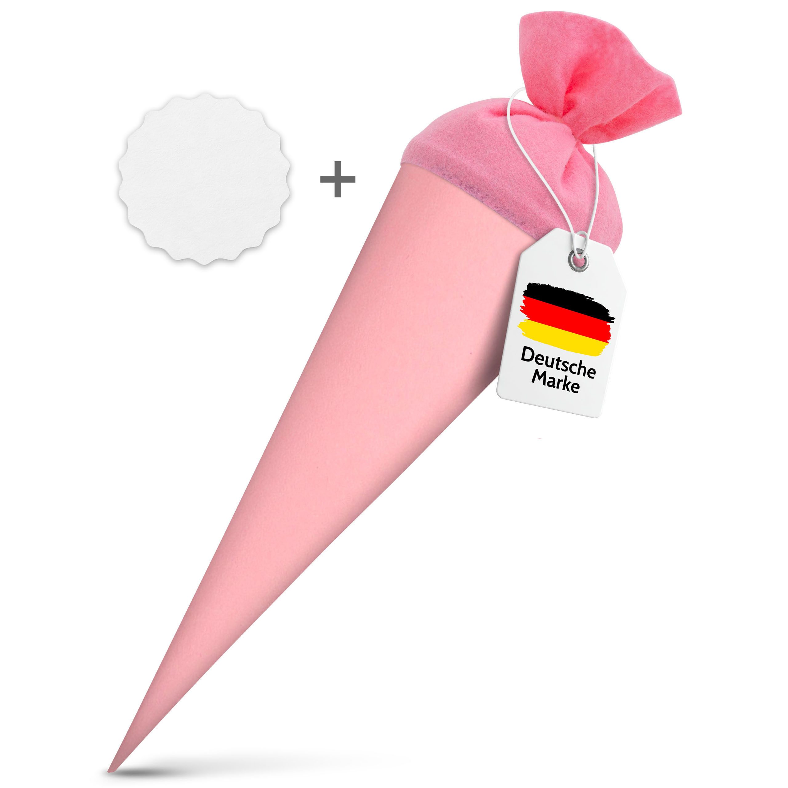 itenga Schultüte itenga Set Rosa Schultüte Rohling 70 cm rund + Namensschild Stern (Mot