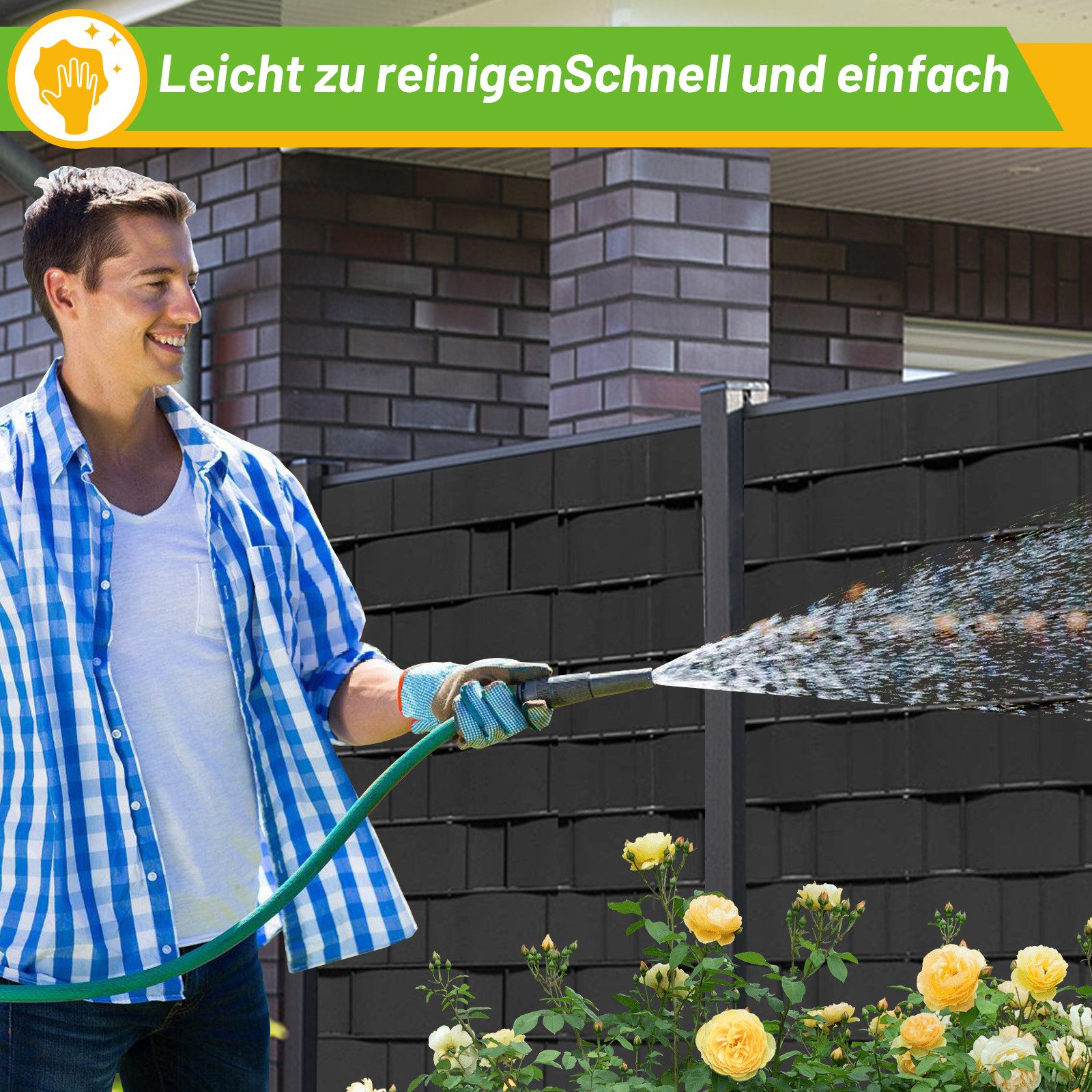 Clanmacy Sichtschutzstreifen Sichtschutz 40X HART PVC Anthrazit Sichtschutzstreifen 19cm x 2.525M, (40er set 40St. set, 40-St., 2.525mx19cm), Hart PVC Sichtschutzstreifen, UV-beständig