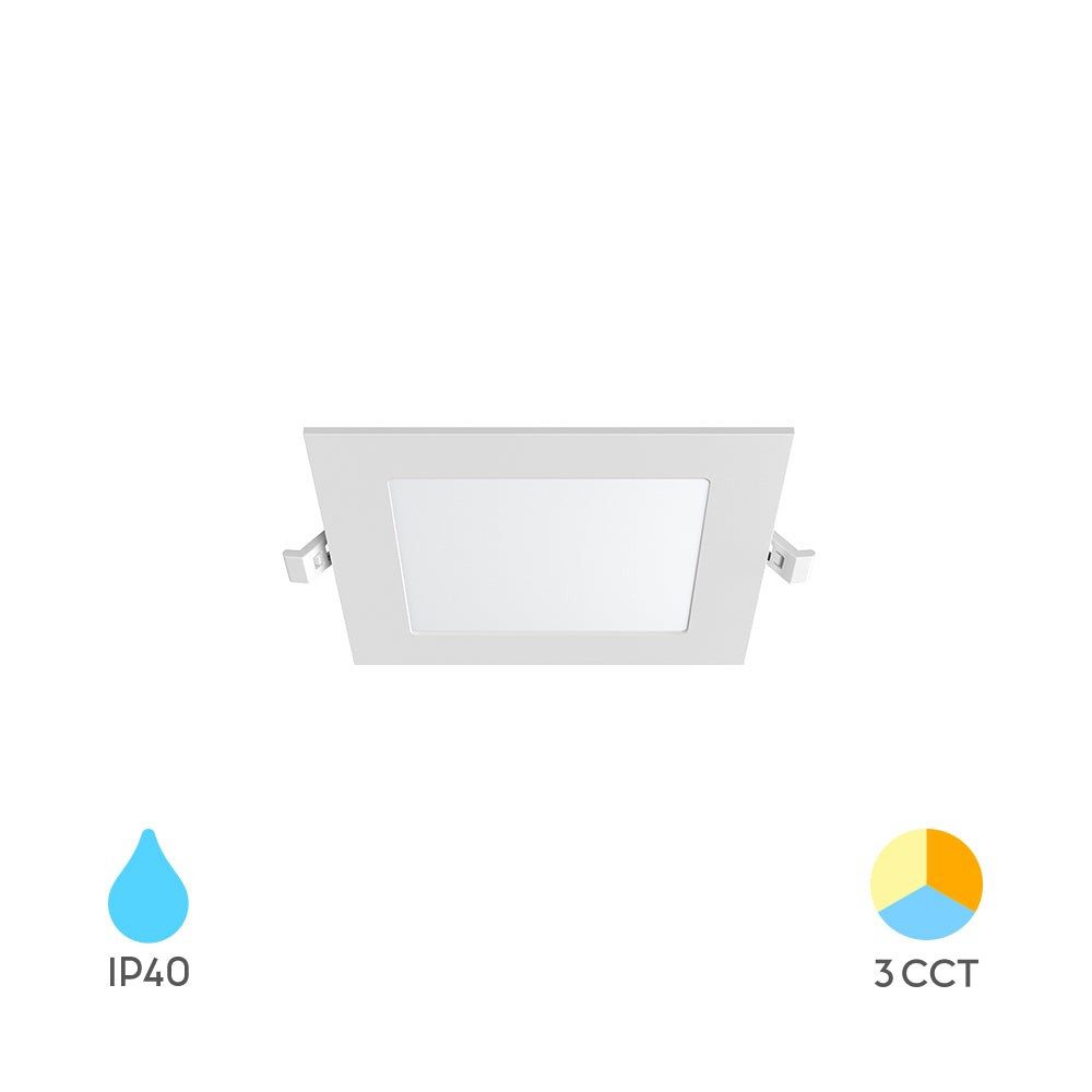 Braytron LED Einbaustrahler LED Einbaustrahler eckig 3W 220lm 3CCT Panel Deckenspot ultraflach, LED fest integriert, Neutralweiß, Kaltweiß, Warmweiß, Energieeffizient, Flimmerfrei, 3 Lichtfarben (CCT)