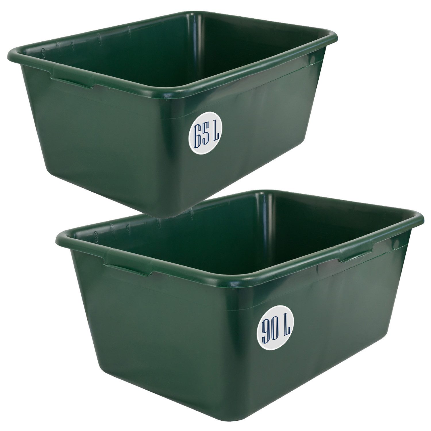 Petigi Allzweckkiste 2er Set Wildwanne 65 L+90 L Jagdwanne Universalwanne Lebensmittelecht