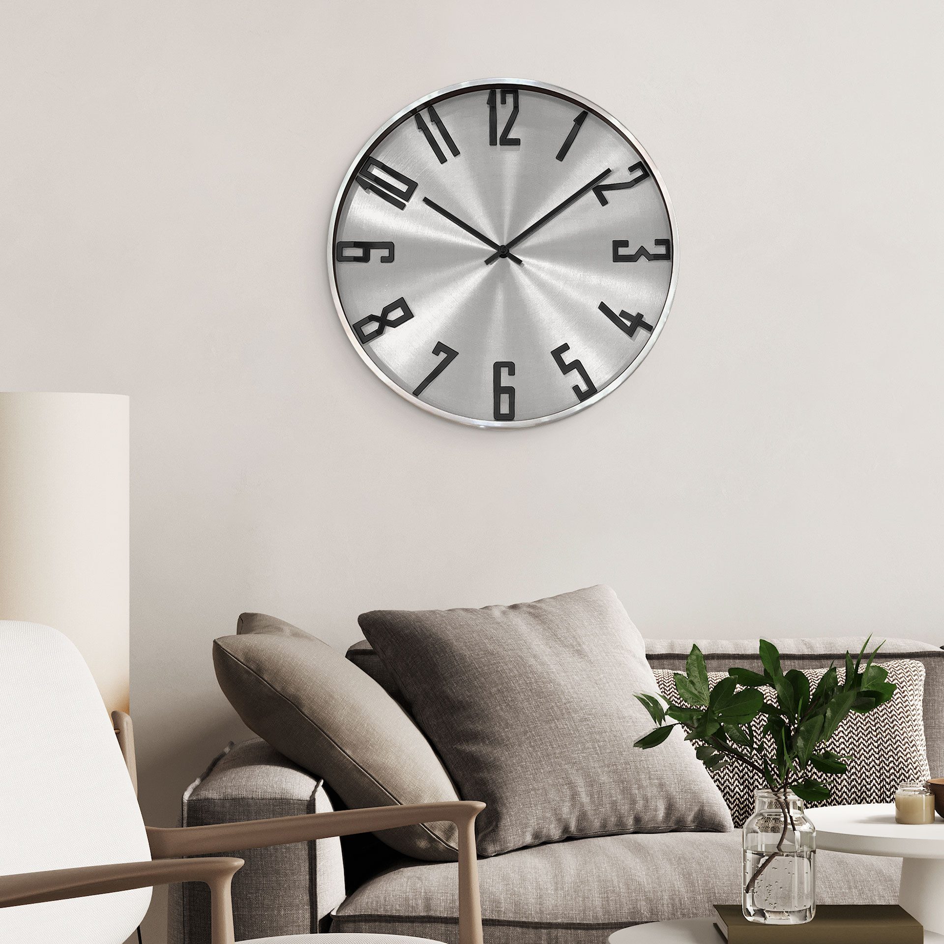 K&L Wall Art Wanduhr Metalluhr modern Aluminium Wanduhren ohne Ticken (Quarz Uhrwerk ohne Tickgeräusche)