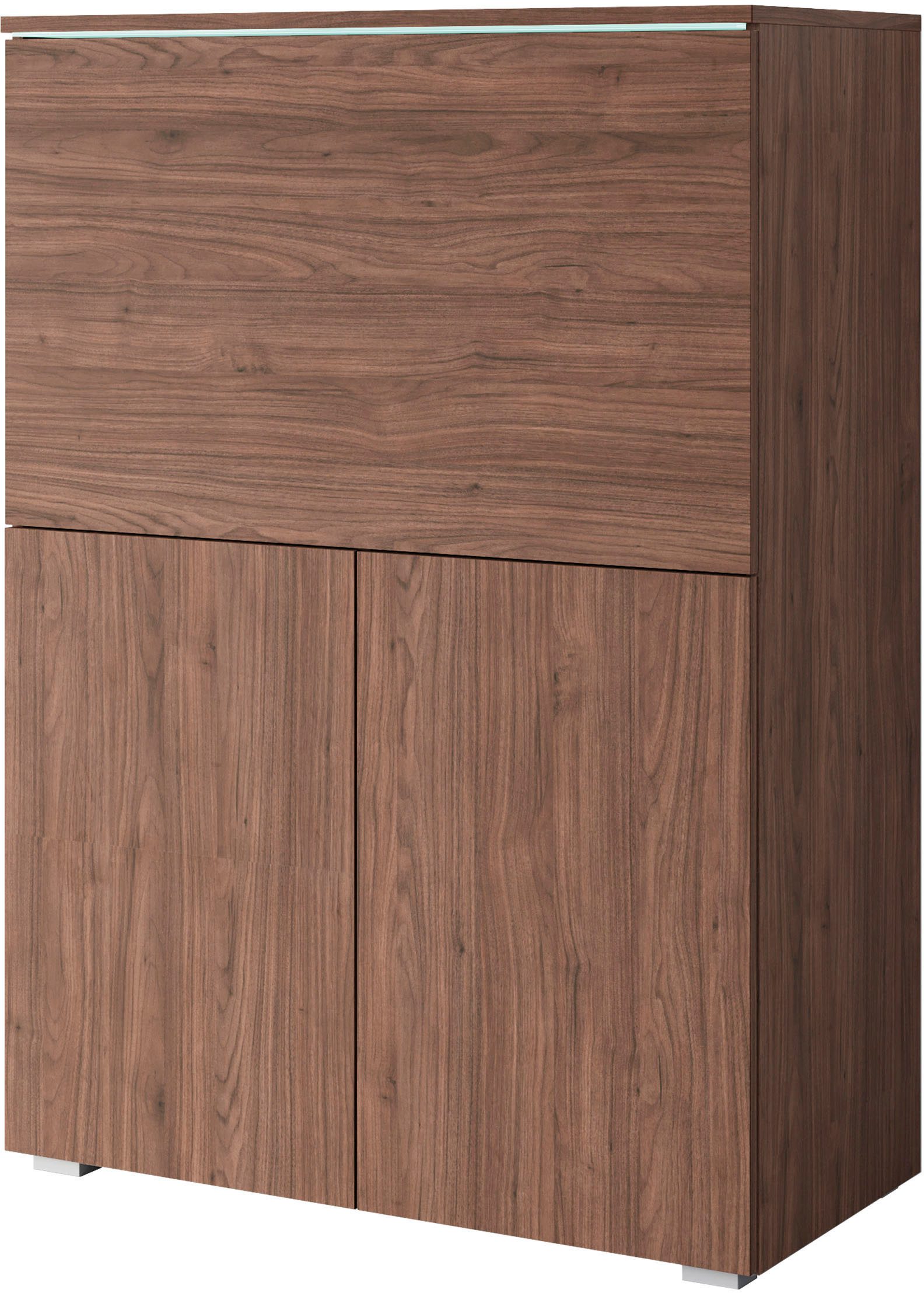 Home affaire PC-Schrank Vera, Sekretär, Home-Office-Schreibtisch mit LED-Beleuchtung (1 St), Multifunktional mit Stauraum, klappbare Tischfläche, LED, B 90 cm