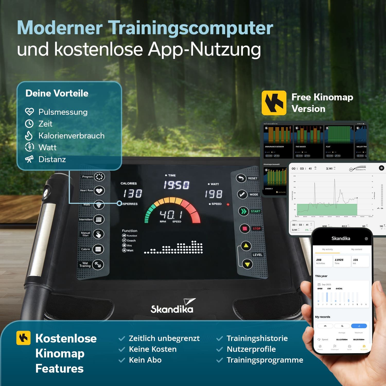 Skandika Crosstrainer Carbon P30-S, Ellipsentrainer für zuhause, 32 Widerstandsstufen (Magnetbremssystem, Tablet-Halterung, Getränkehalter, Schrittlänge 51cm), mit Steigung, bis 150 kg, Bluetooth, App kompatibel, Transportrollen