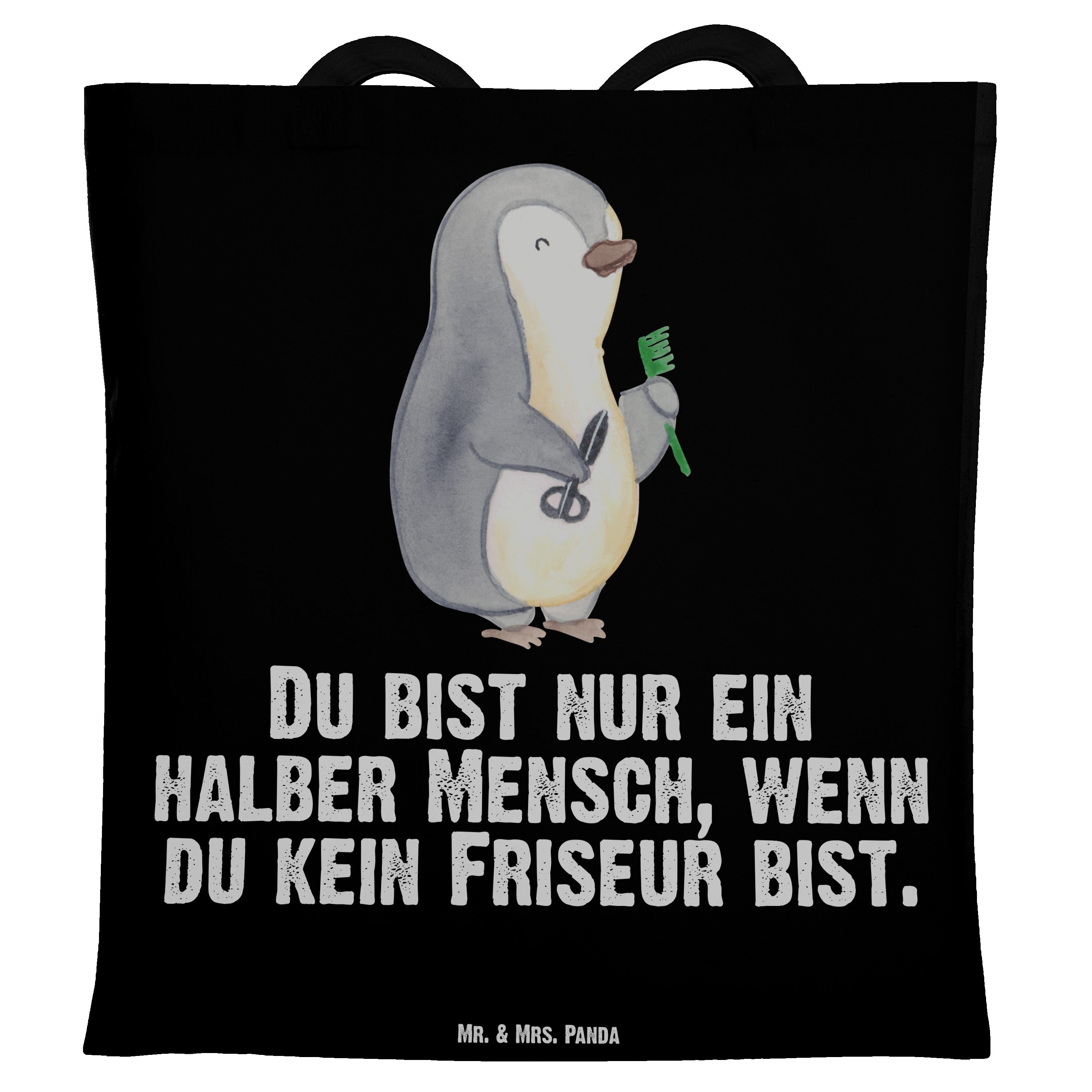 Herz Schwarz (1-tlg) neue mit Einkaufstasche, & Geschenk, Frisur, - Friseur Mrs. Mr. F - Panda Tragetasche