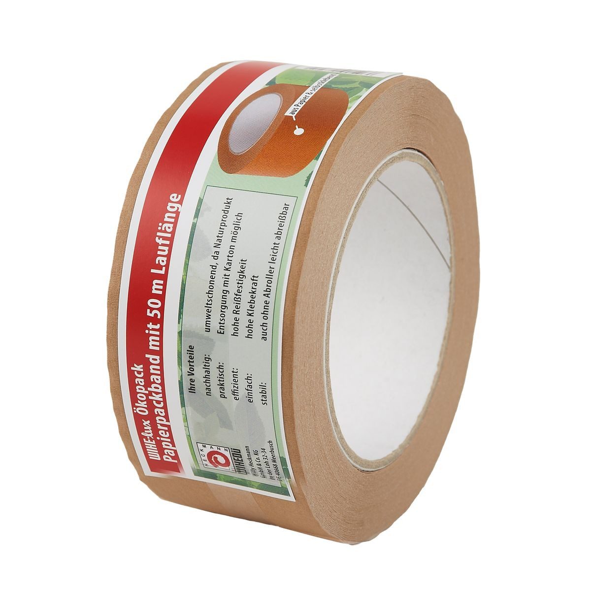 Willy Heckmann Klebeband Packband Öko selbstklebend braun 50mx5cm
