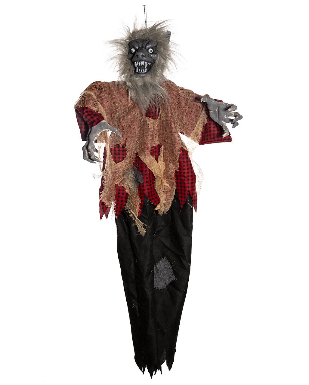 Horror-Shop Dekoobjekt Heulender Werwolf als Hängefigur mit Bewegung & Li