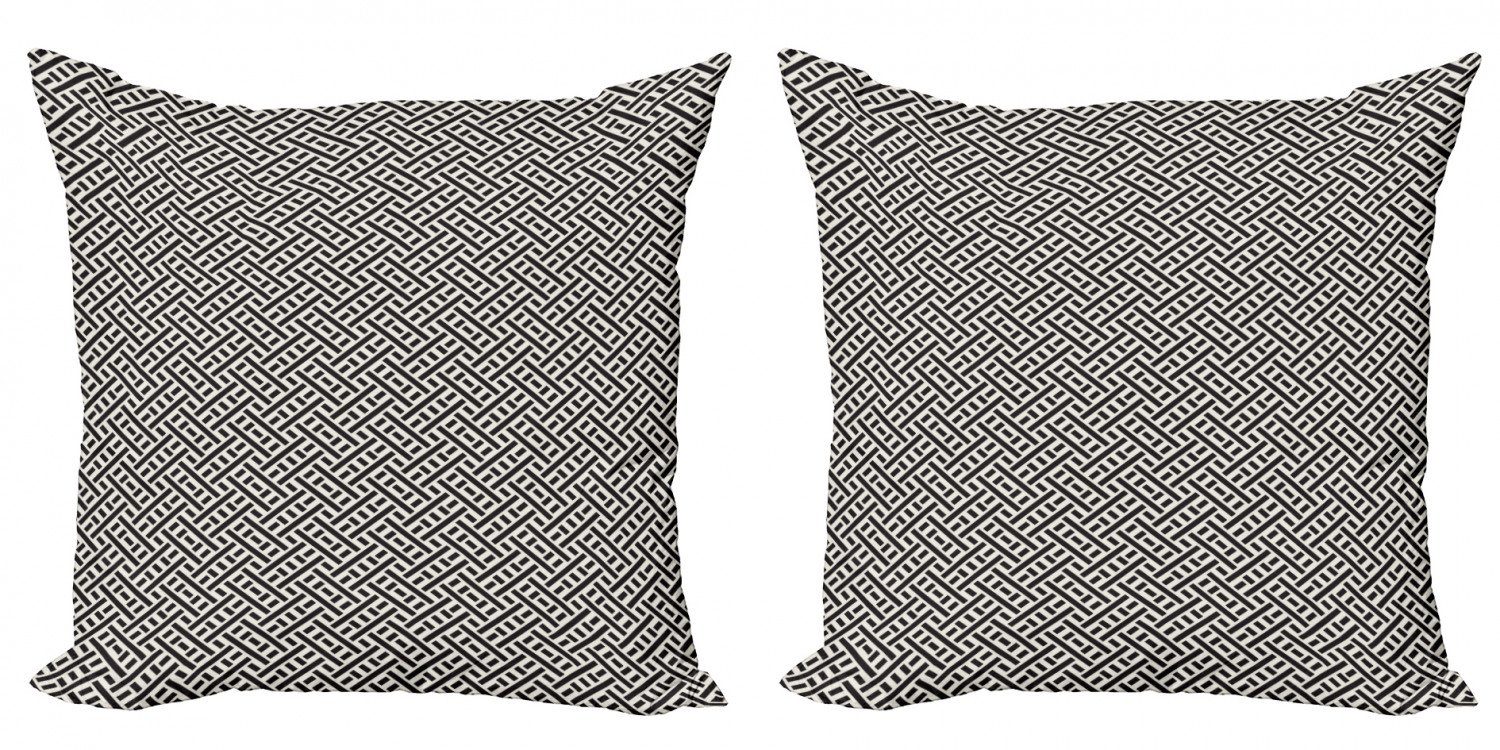 Kissenbezüge Modern Accent Doppelseitiger Digitaldruck, Abakuhaus (2 Stück), Gitter Interlacing Stripes Maze