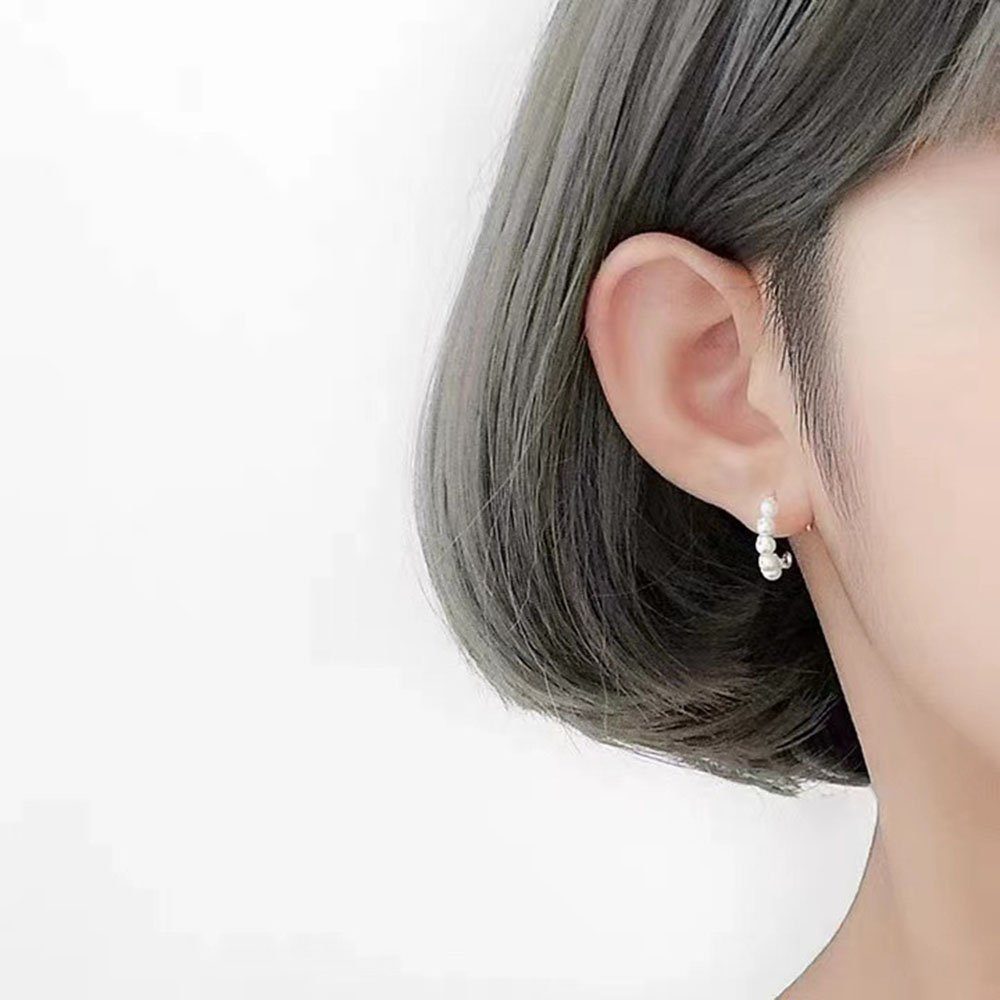 Für ein eine Geknotete Ohrhänger Haken), Metallic Dame aus Sterlingsilber Perlenohrringe Ohrringe oder s925 Mädchen (2-tlg., POCHUMIDUU Paar