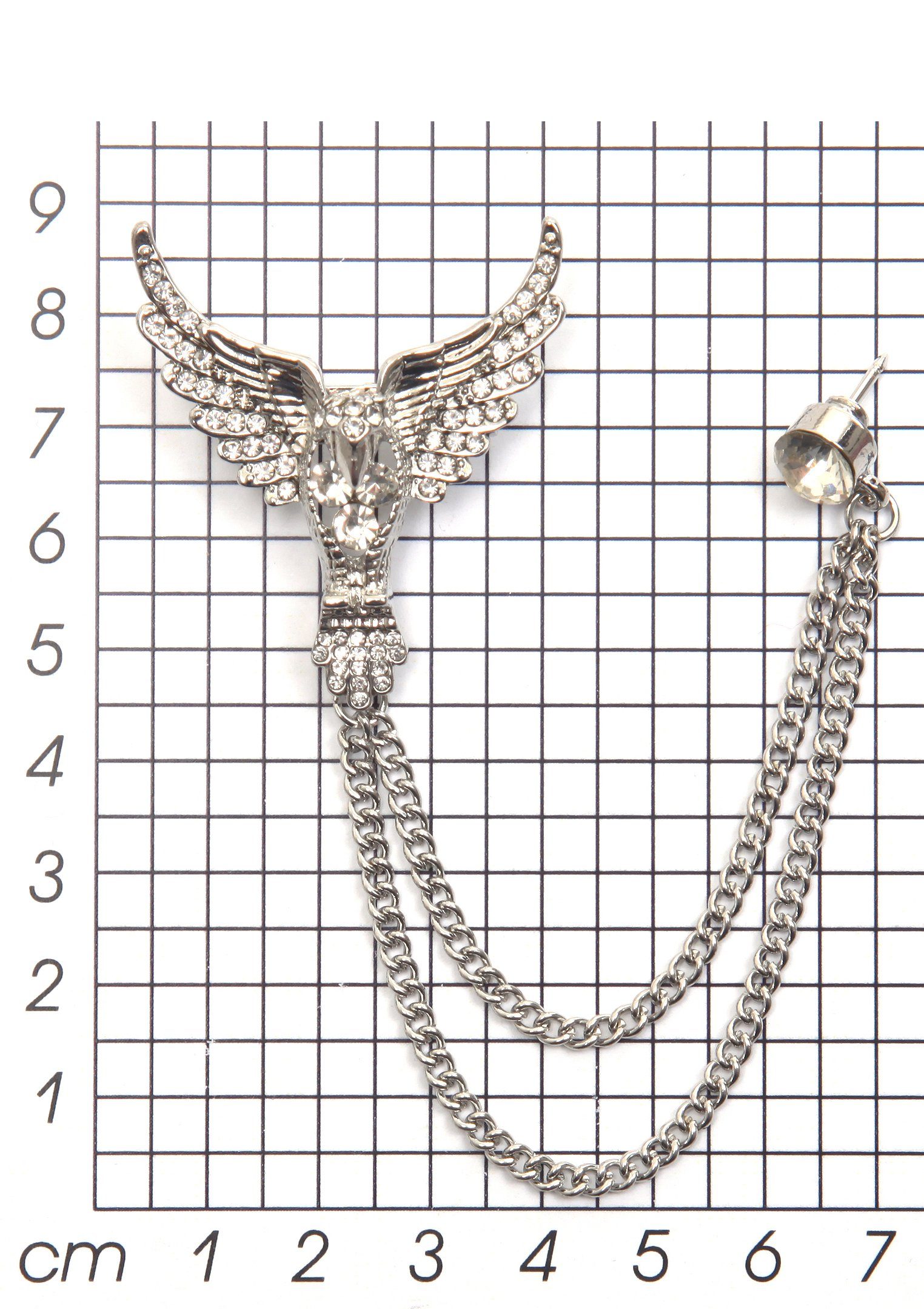 Firetti Brosche Schmuck Geschenk Ansteckschmuck Gliederkette Flügel glitzernd, mit Glasstein