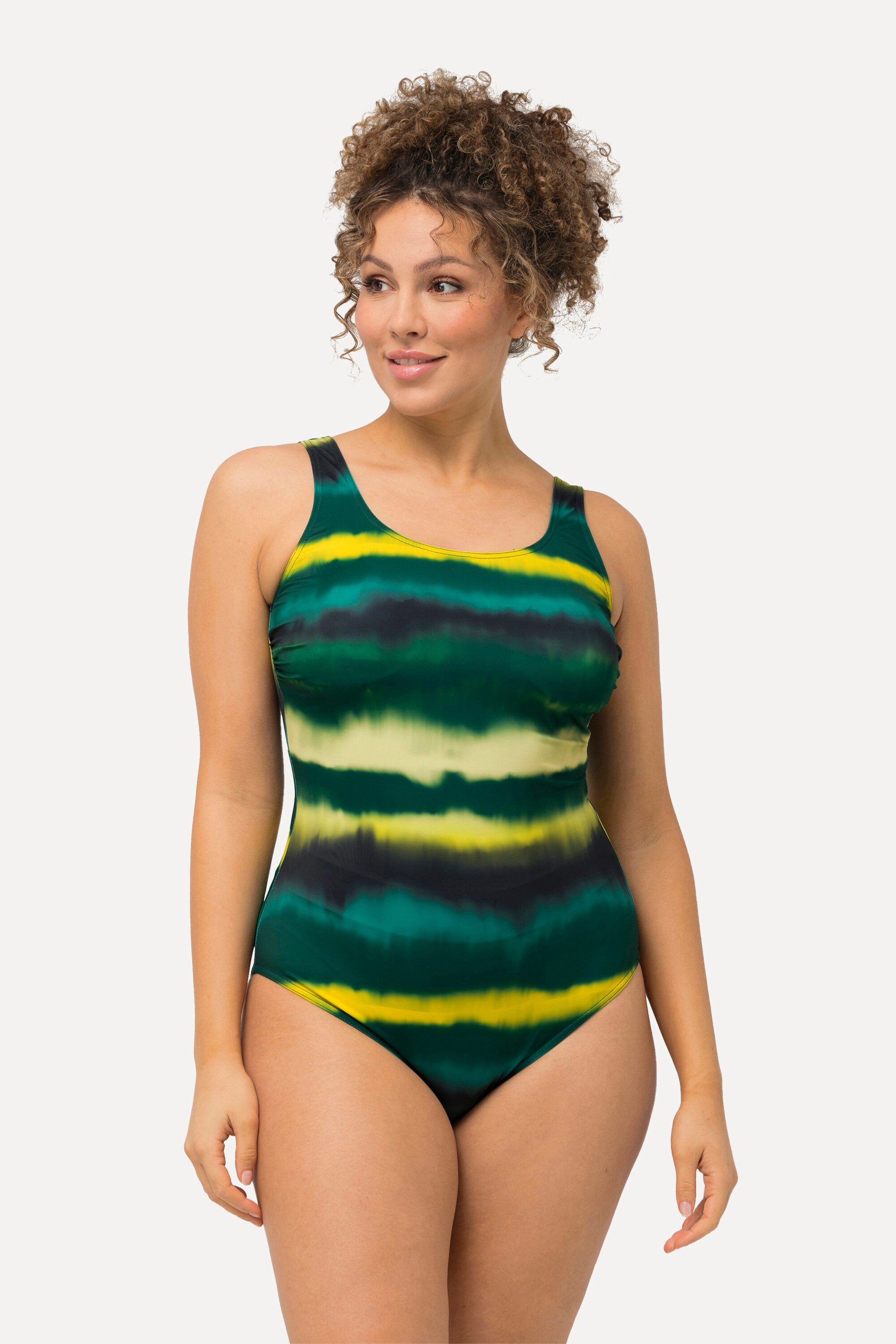 Ulla Popken Badeanzug Badeanzug Batikstreifen ohne Softcups Rundhals günstig online kaufen