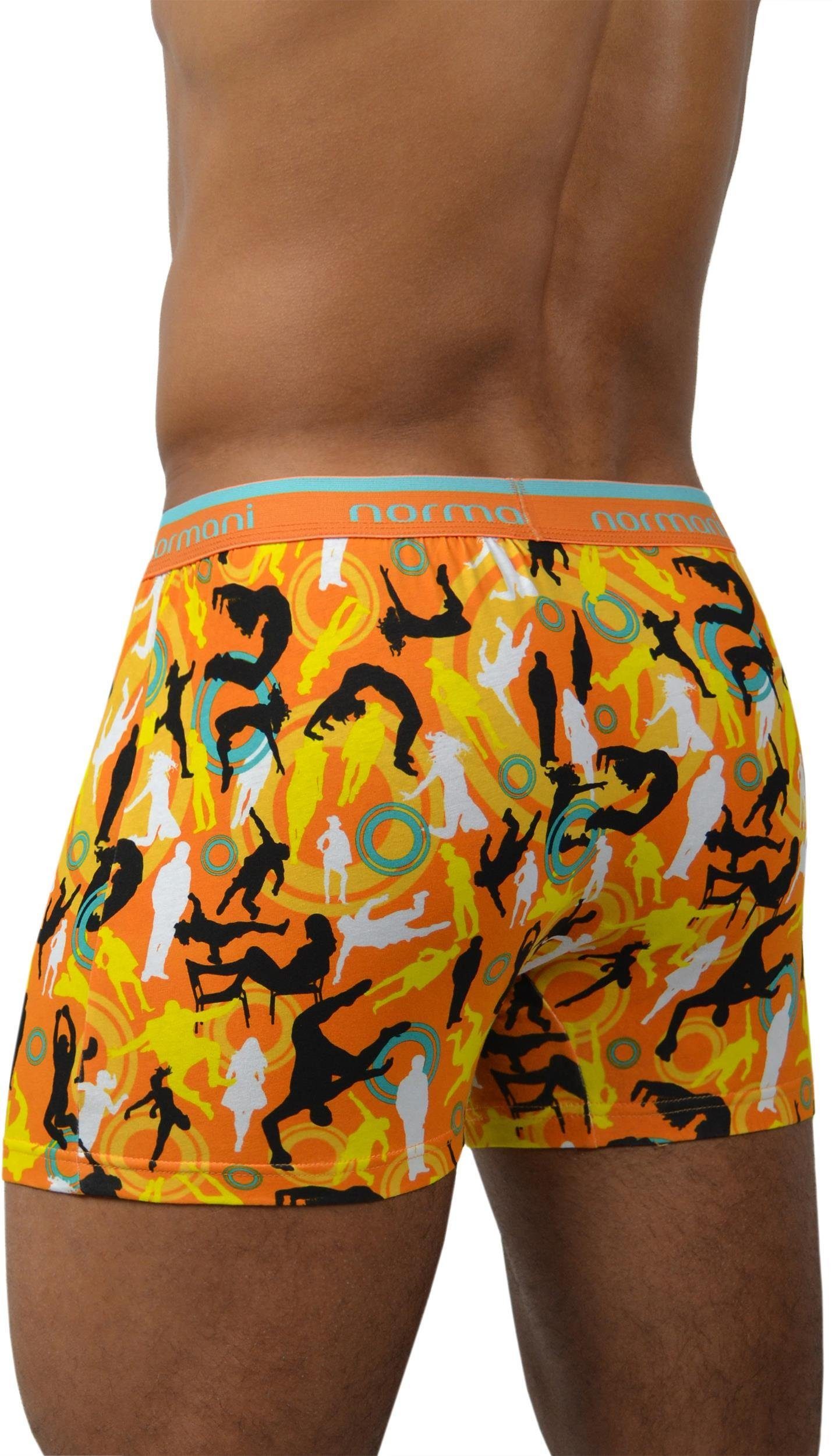 Dance Baumwolle Unterhose aus Boxer Stück 6 atmungsaktiver and Retro Style/Orange normani Boxershorts aus Retro Baumwolle