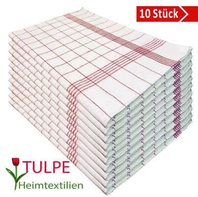 Tulpe Heimtextilien Geschirrtuch in 5 Farben blau, rot, grün, gelb und grau, (10er Set), 50x70 cm, 100% Baumwolle, Geschirrtücher, Küchentücher, Trockentuch