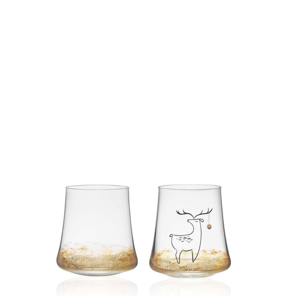 Becher Becher Weihnachtselch Weihnachten Gold Xtra Kristallglas 2 x 350 ml