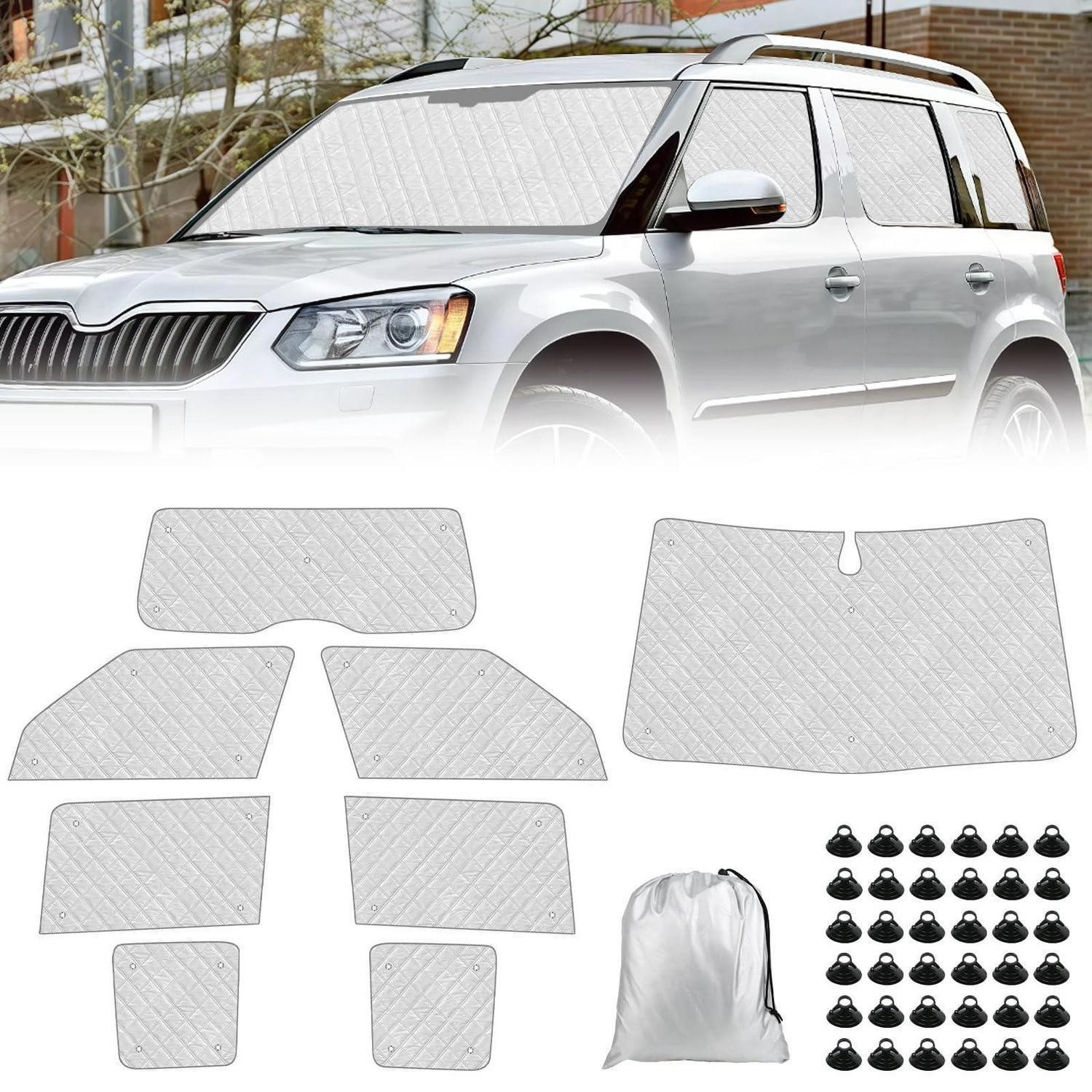 LuxusKollektion Autosonnenschutz Thermomatte Fahrerhaus Sonnenschutz 8PCS Skoda Yeti 5L 2009-2017