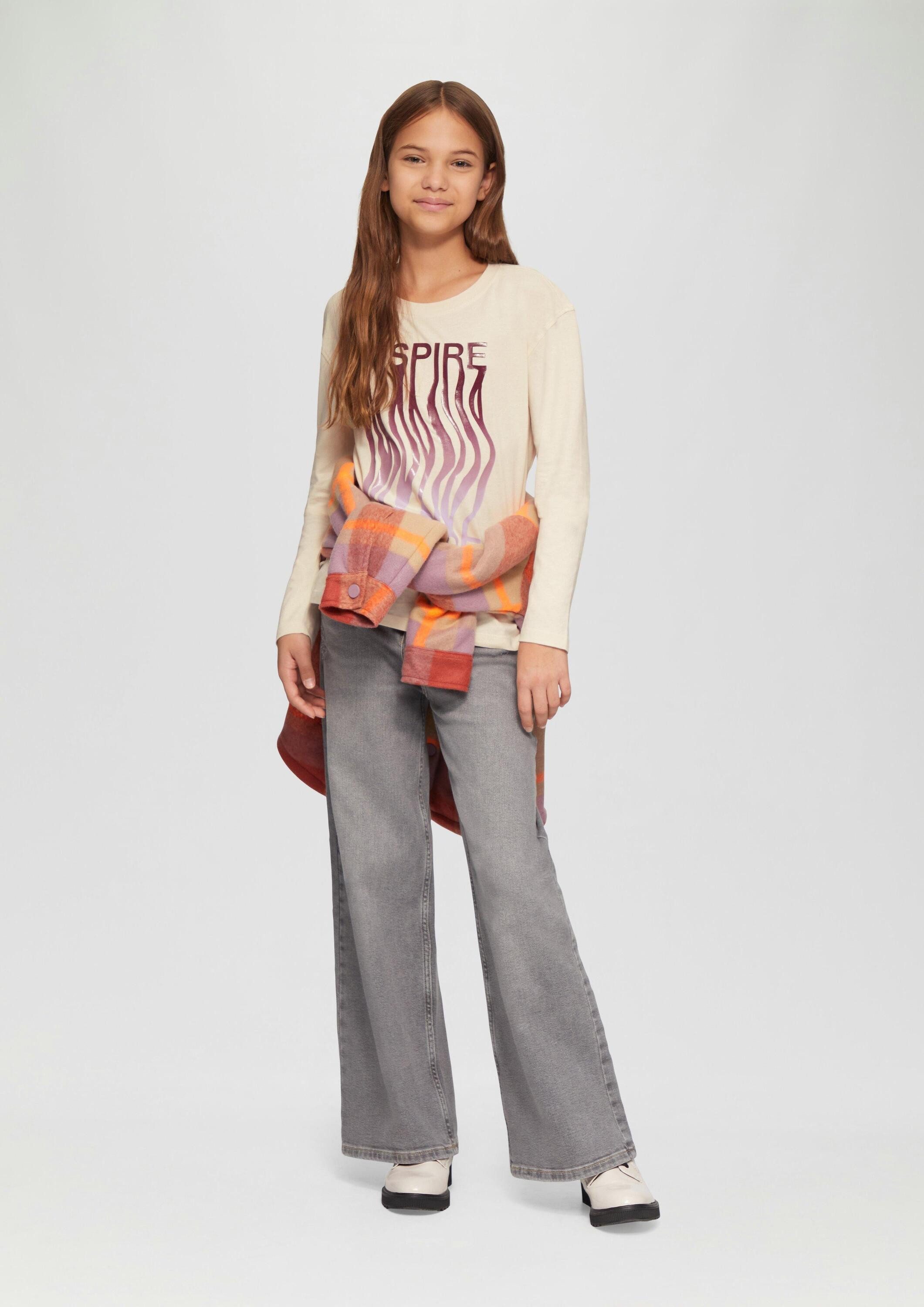 s.Oliver Langarmshirt T-Shirt Longsleeve mit gummiertem Frontprint