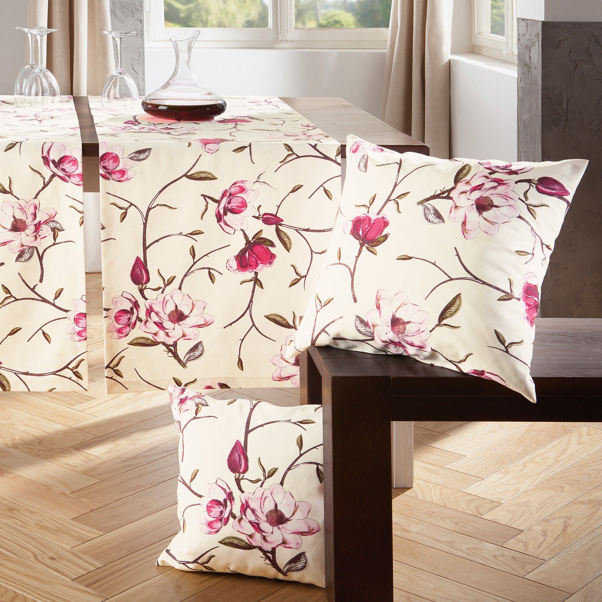 Erwin Müller Kissenbezug Kissenhülle "Magnolie", fleckabweisend Blumen