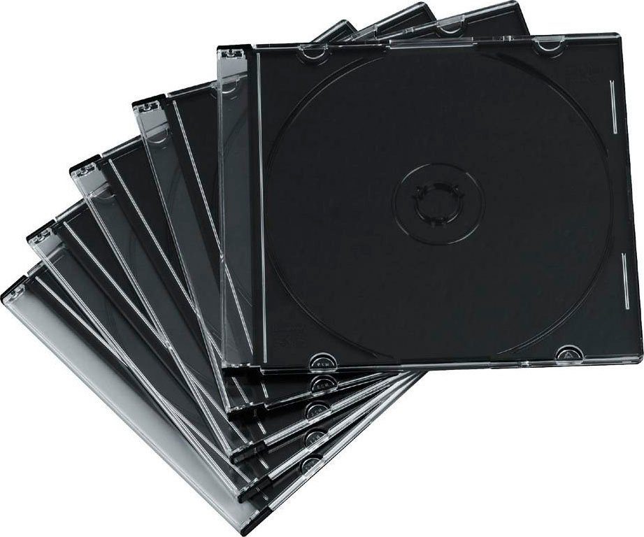Hama CD-Hülle CD-Leerhülle Slim, 50er-Pack, Transparent/Schwarz schmal