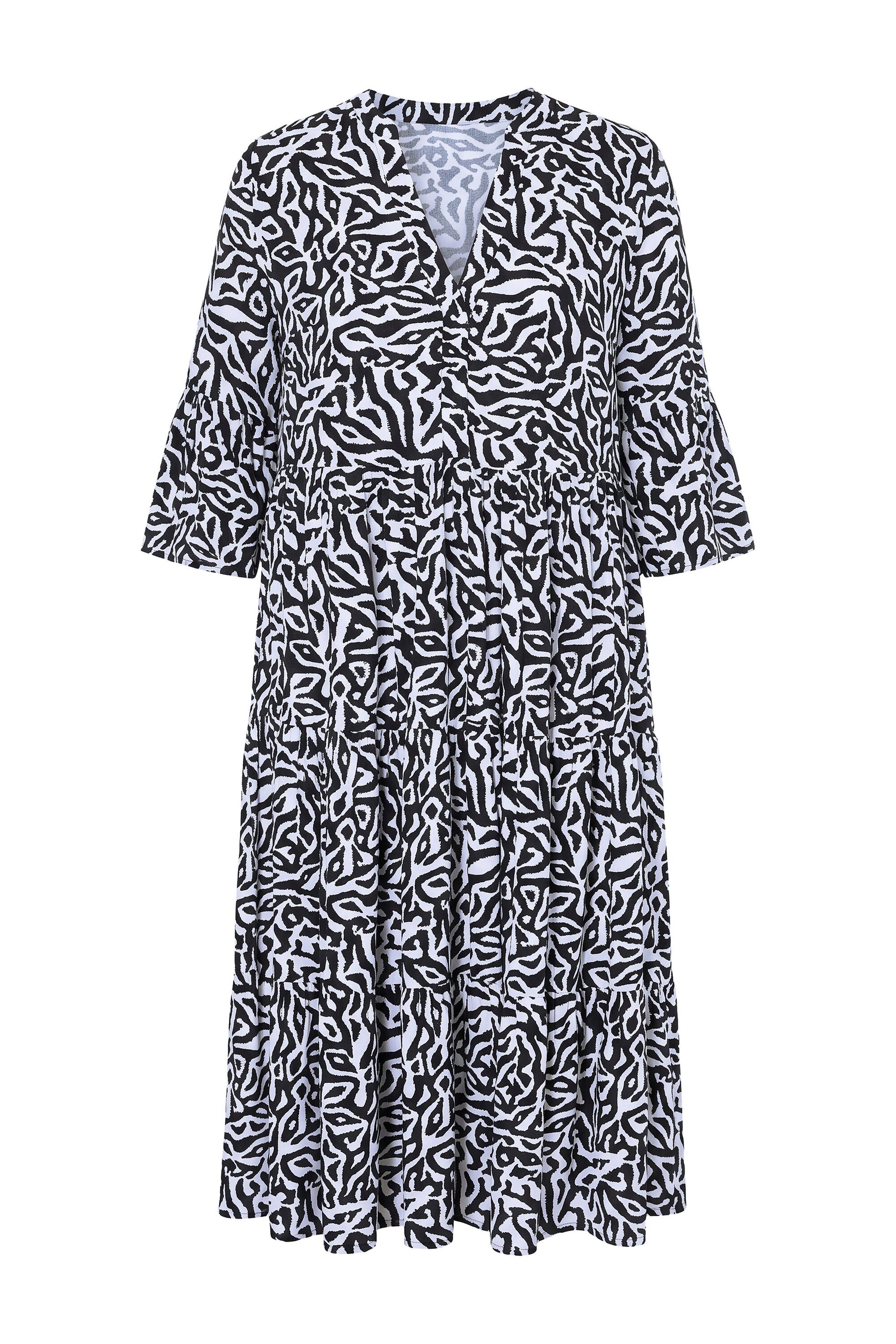 Studio Untold Midikleid Midikleid A-Linie grafischer Print Volants – Bild 2 von 4