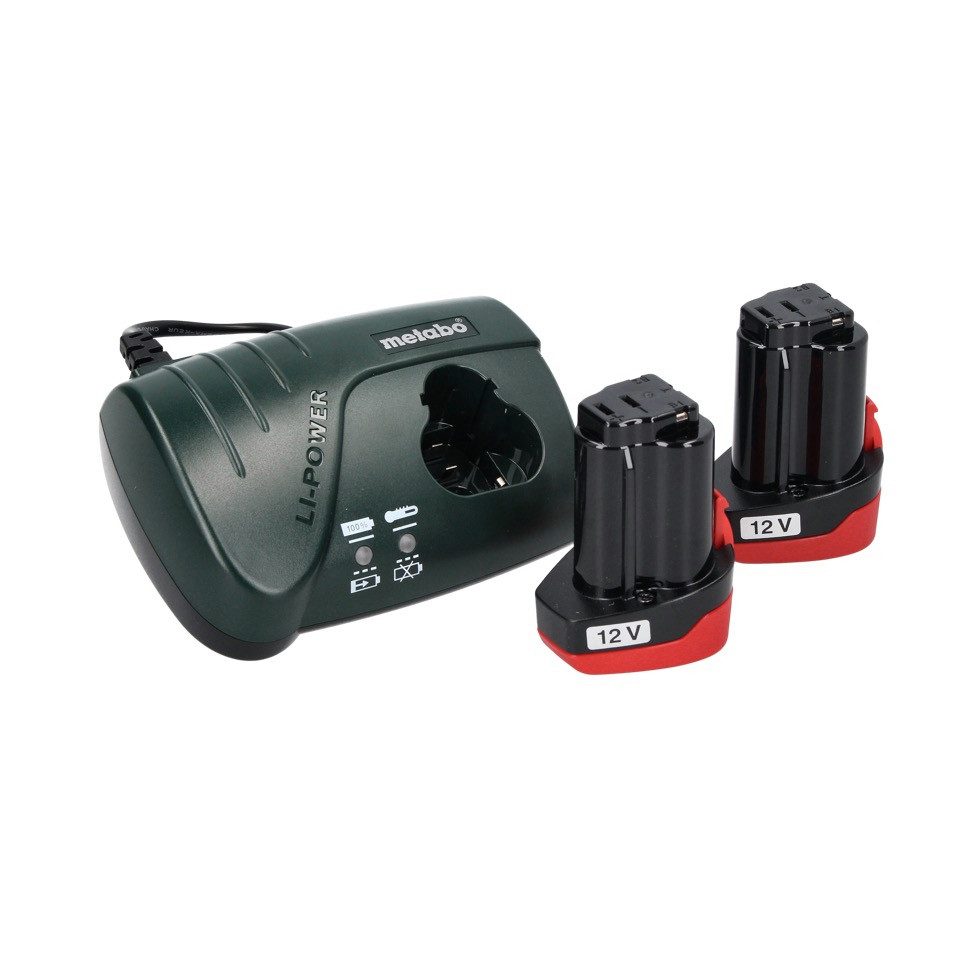 metabo Säulenbohrmaschine PowerMaxx BS Basic Set Akku Bohrschrauber 10,8 V 34 Nm + 2x Akku 2,0