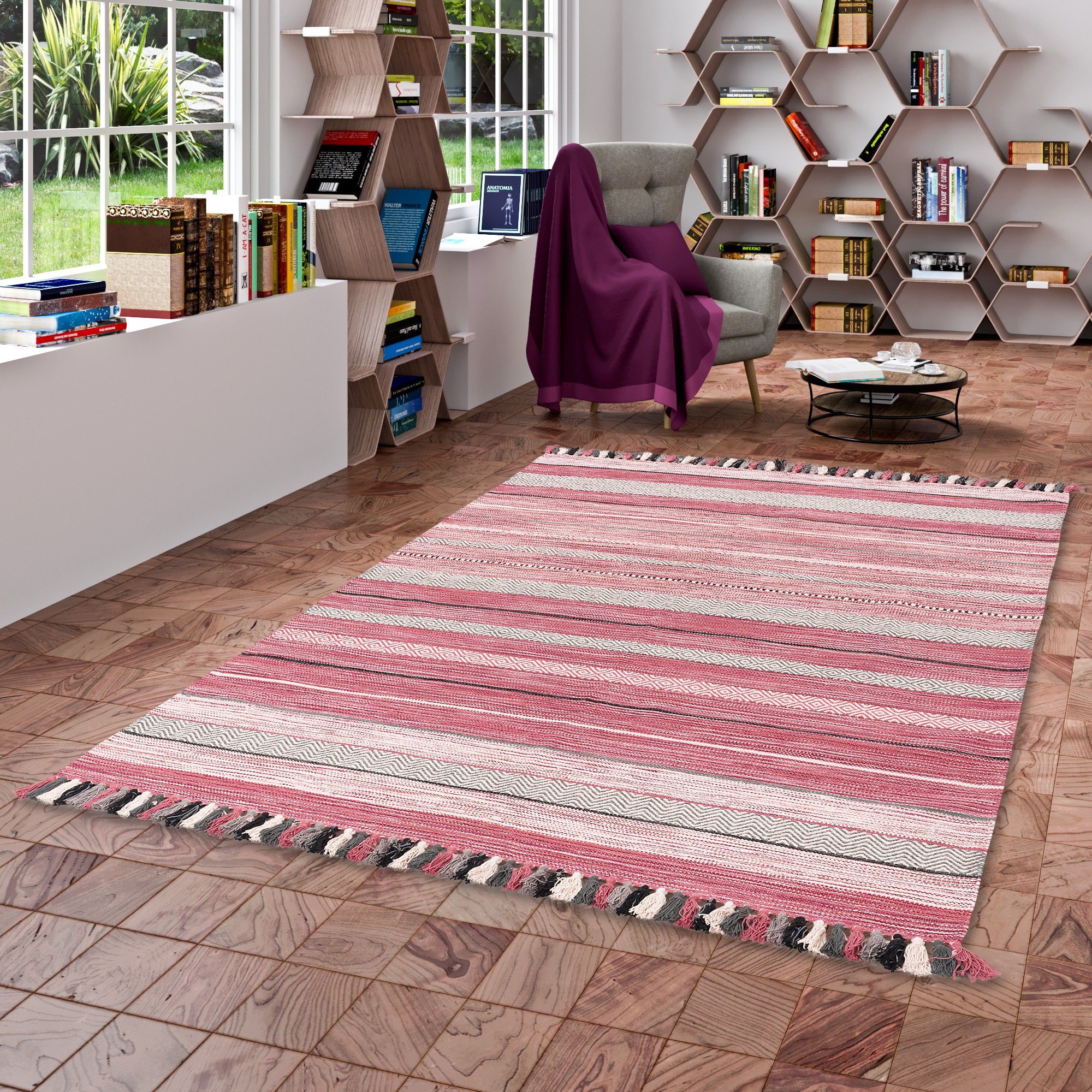 Pergamon Wollteppich Natur Teppich Kelim Kalleen, günstig online kaufen