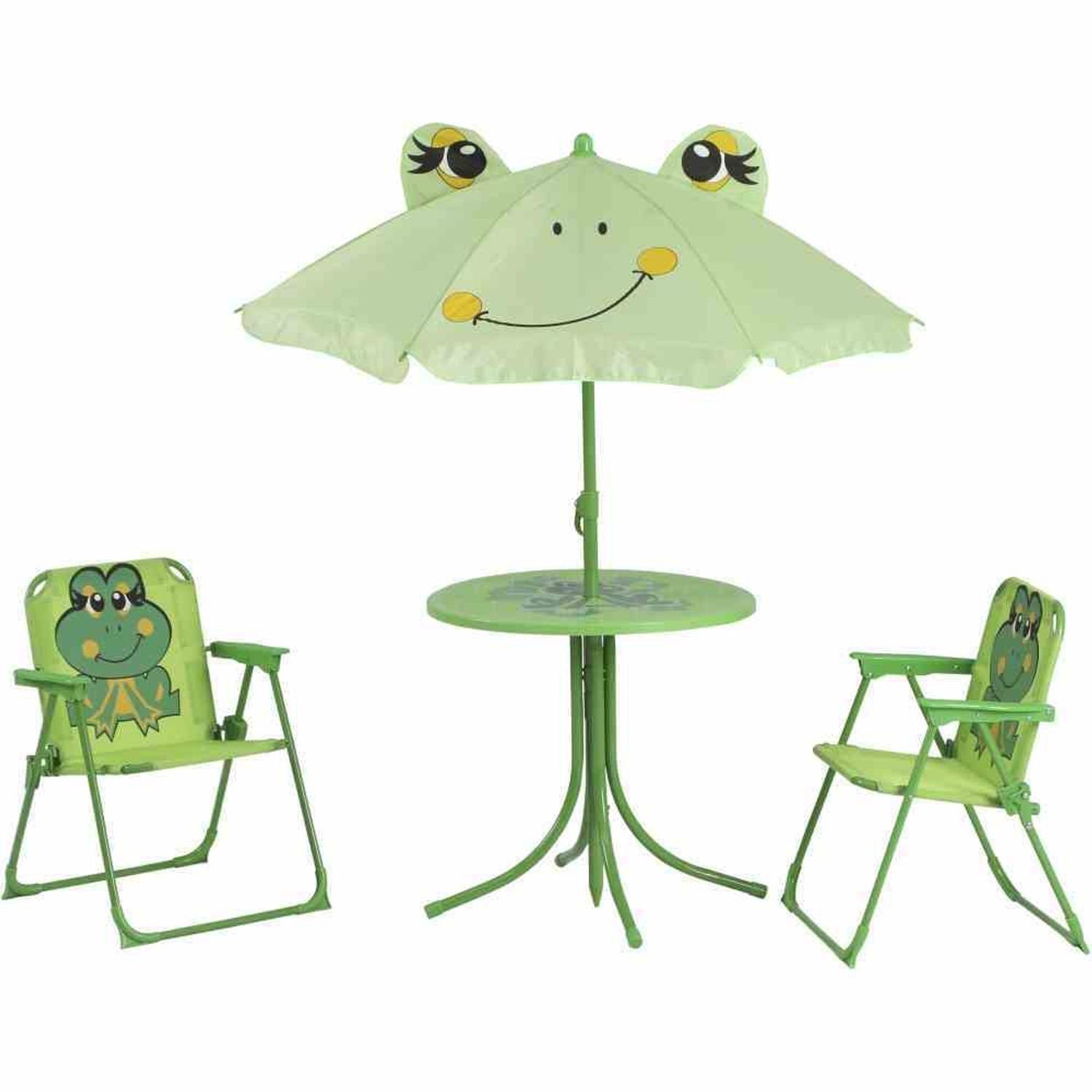 Siena Garden Sitzgruppe Froggy Kindersitzgruppe 4tlg. Gestell Stahl grün, 100% Polyester