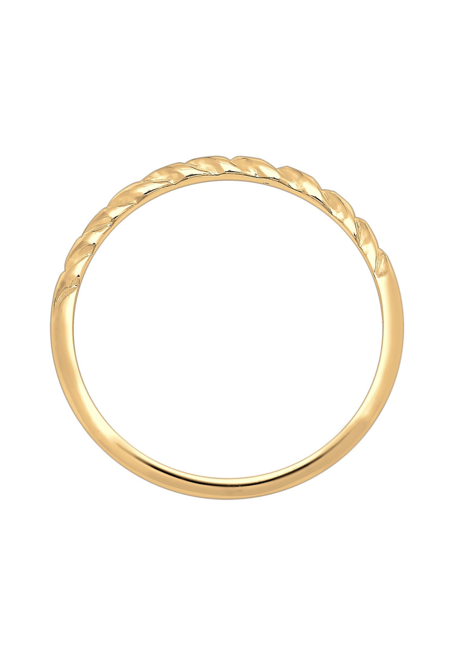 Elli Premium Fingerring Bandring gedreht 585 Gelbgold