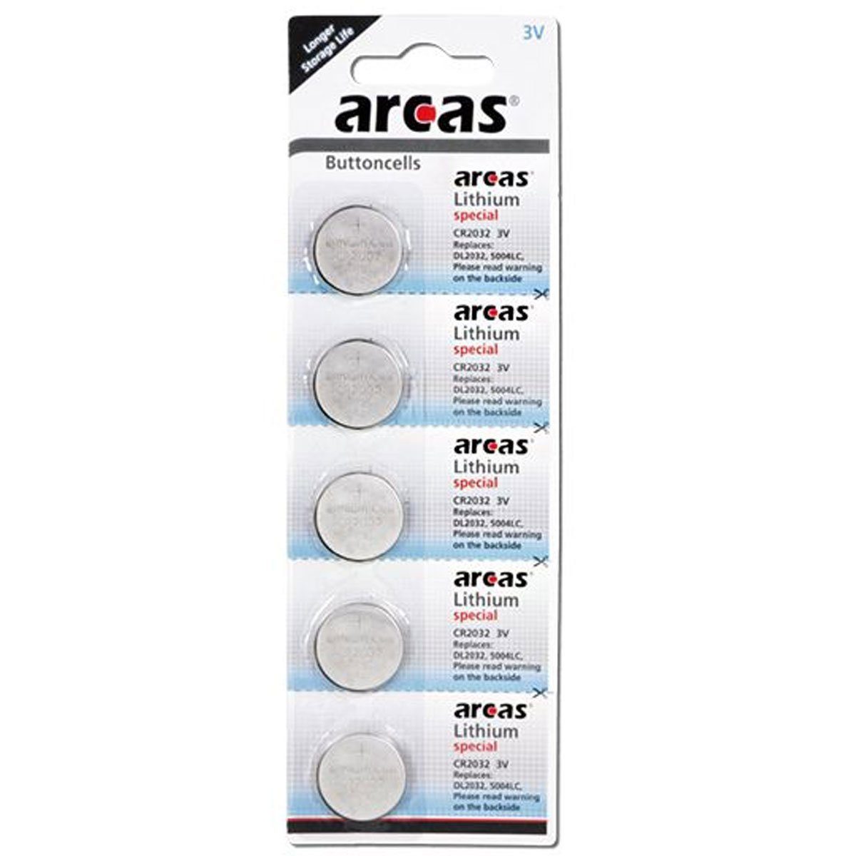 Arcas 5er-Sparset CR2016 Lithium Batterie Batterie, (3,0 V)