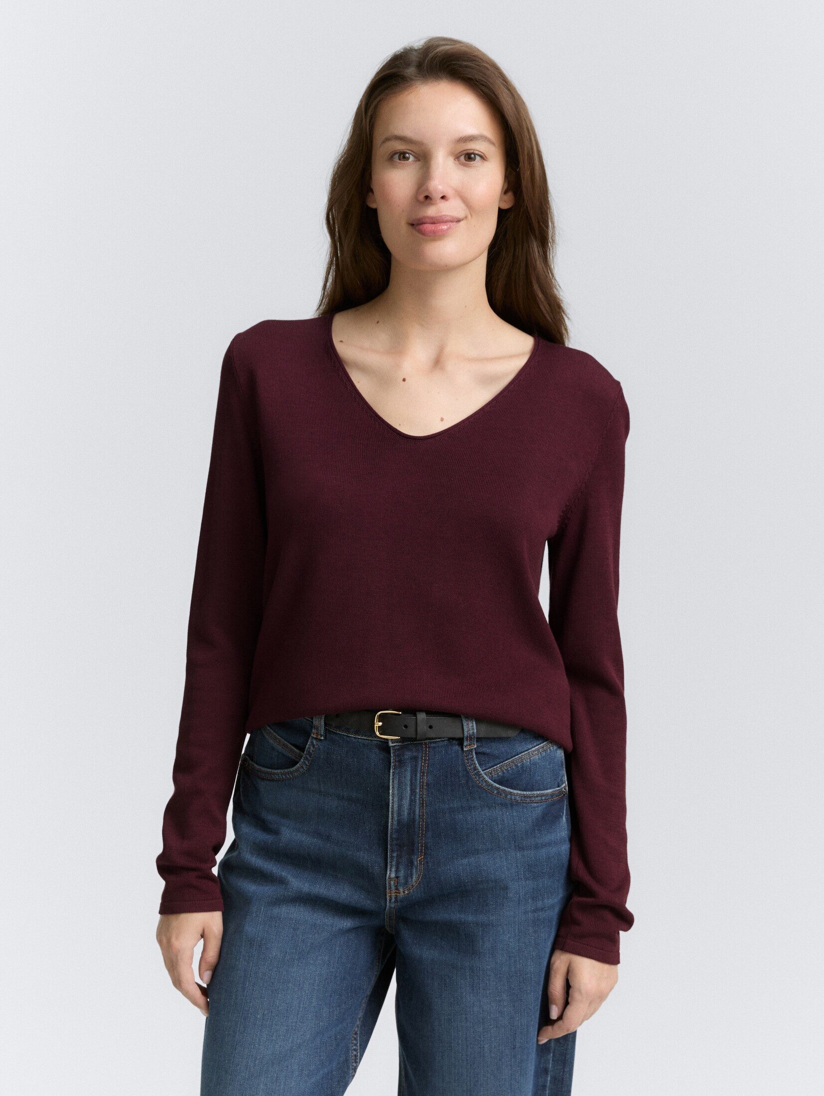 TOM TAILOR Strickpullover Strickpullover mit V-Ausschnitt günstig online kaufen