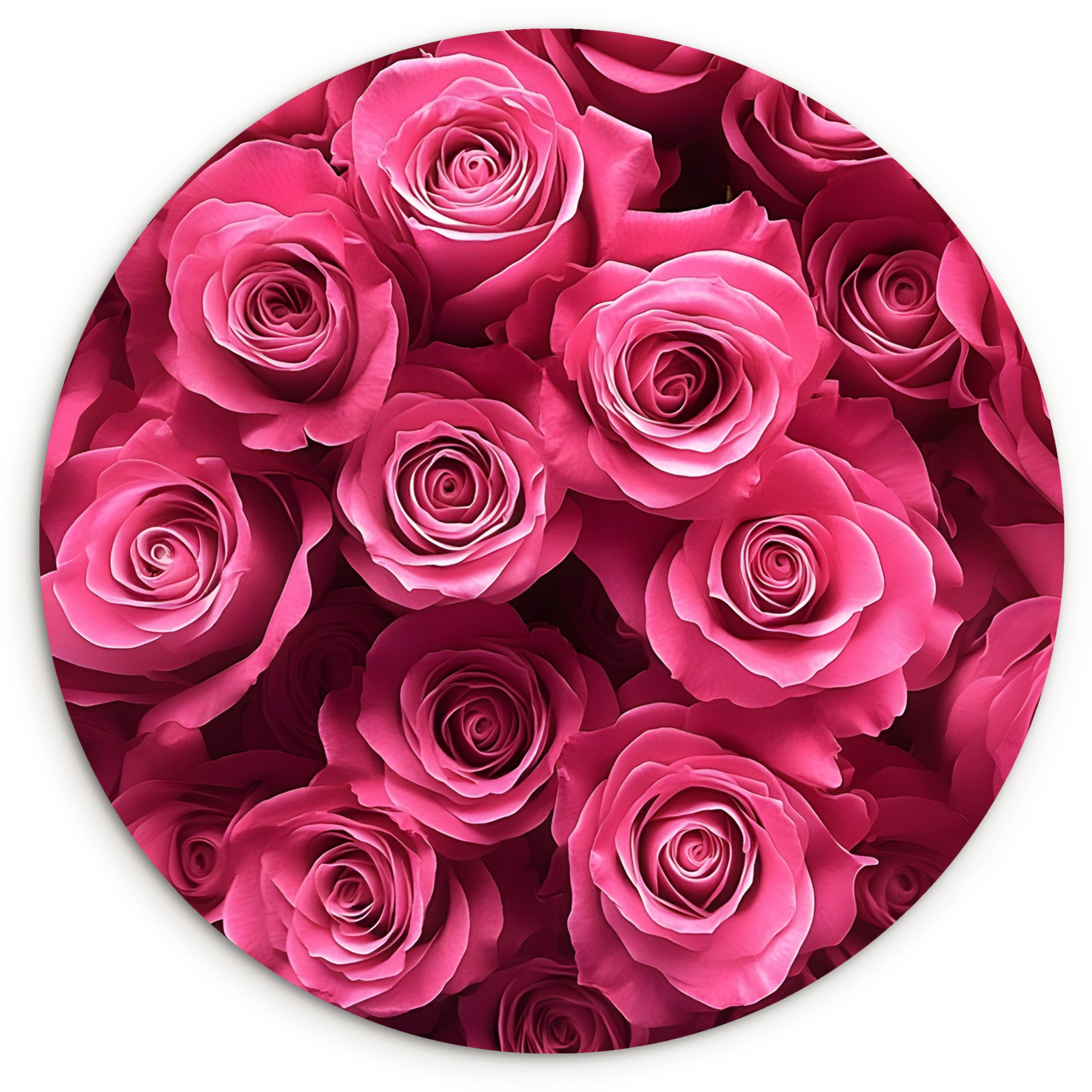 MuchoWow Gemälde Rosen - Rosa - Blume, Fotodruck (1 St), Kreis Wanddekoration, Rundes Wandbild, 30x30 cm
