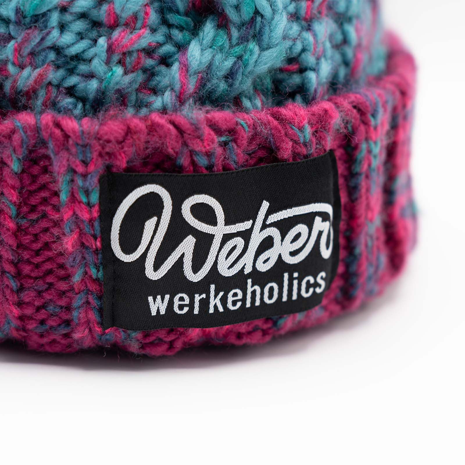 Weber GmbH Bommelmütze Weber Wintermütze mit Bommel Strickmütze Pink Unisex Damen Herren (1-St) Shearling bietet optimale Wärme für Ohren und Stirn