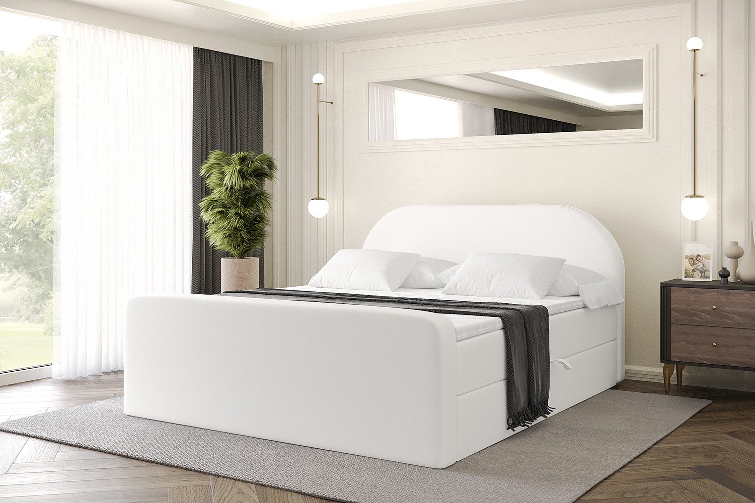 ALTDECOR Boxbett NOX-Z (Multipocket-Matratze H4, H3 Matratze Bonellfederung, Topper, Kopfteil), Doppelbett mit Fußteil