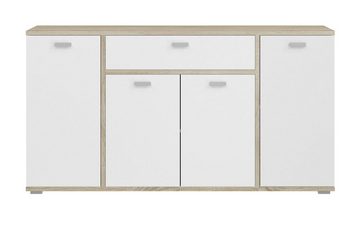 xonox.home Sideboard Cosmo (Kommode 4-türig in weiß mit Sonoma Eiche, 158 x 84 cm), mit Soft-Close