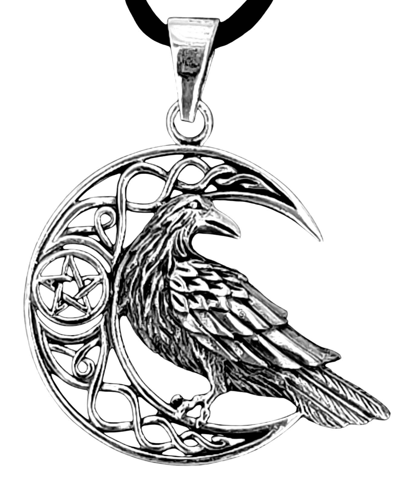 Kettenanhänger Odin mit Raben Anhänger 925 Silber Donner Gott Donnergott Viking