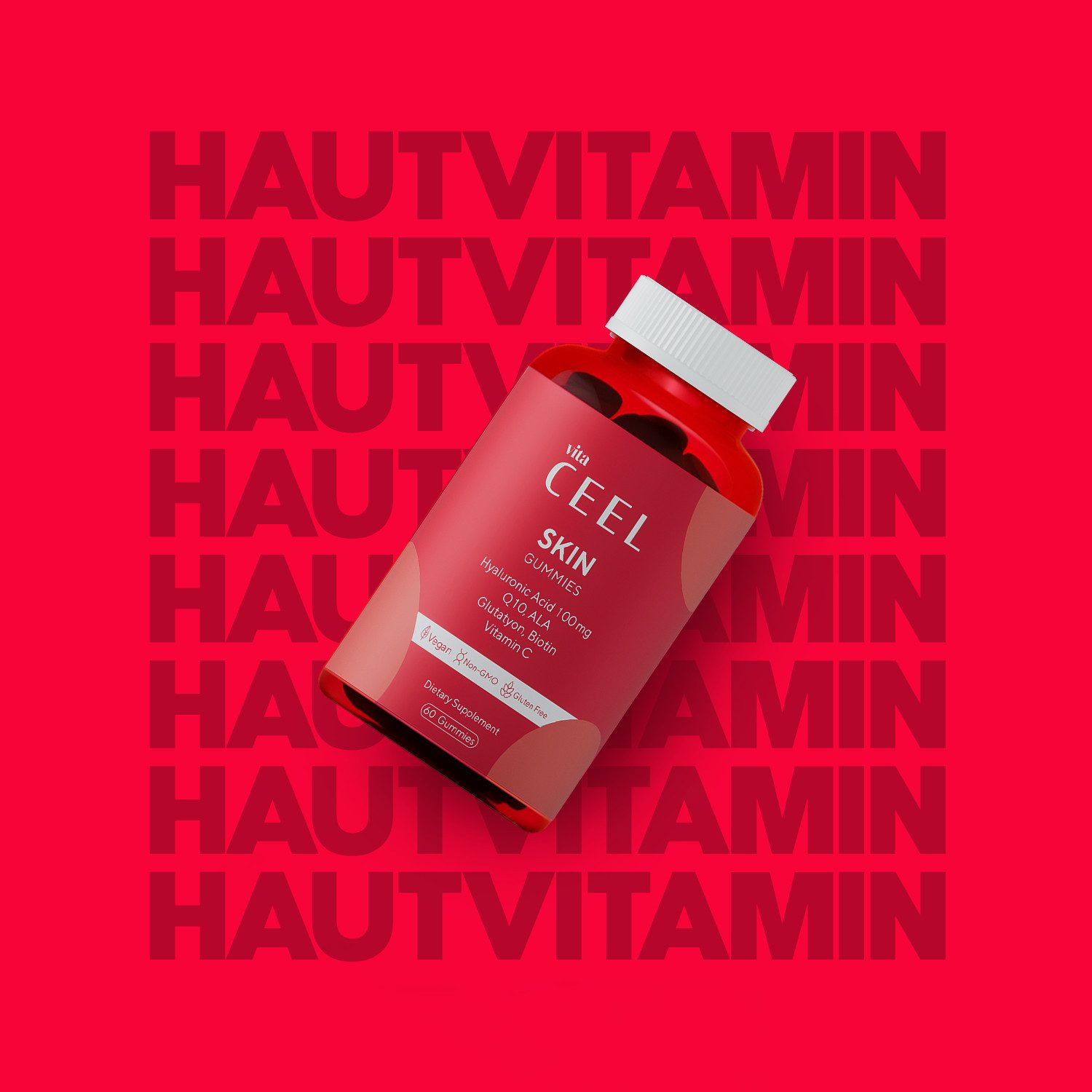 VİTA CEEL SKIN Vitamine – Kaubare Gummies für tägliche Beauty-Routine, Vegane Kapseln, 240 g, Gummies für tägliche Beauty- & Pflegeroutine