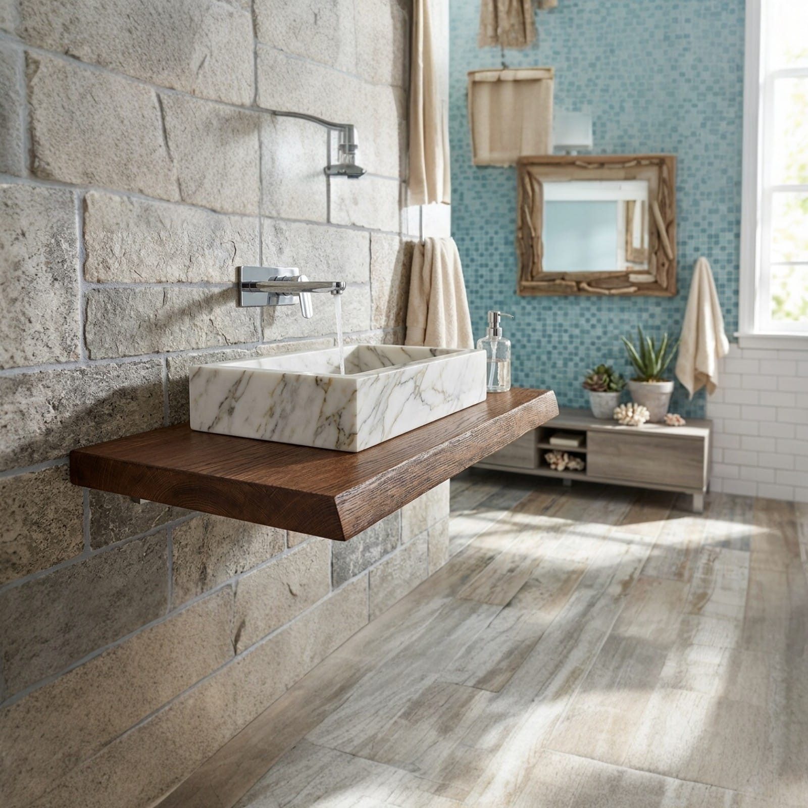 KEINerlei® Waschtischplatte Handgefertigte Waschtischplatte aus Altholz-Eiche dunkel 4 cm