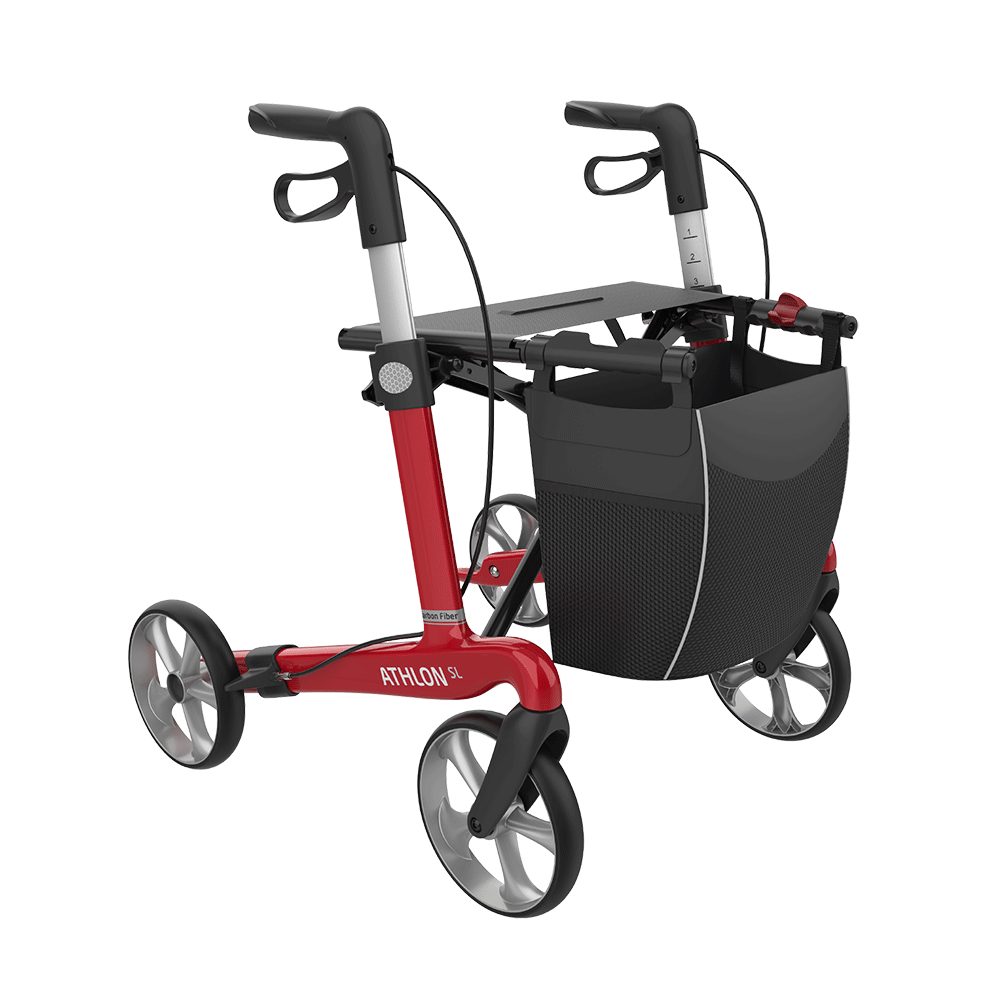 Rehasense Rollator Rehasense Athlon SL Carbon Rollator, Gr. M TPE Räder Racing Red, 8 Jahre Herstellergarantie