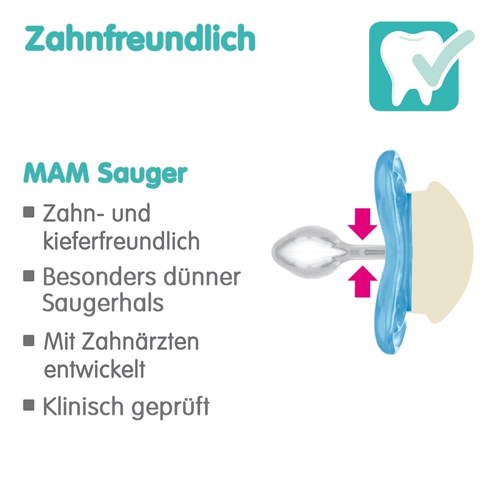 MAM Schnuller Supreme Night Silikon Leuchtschnuller Symmetrisch, Extra dünner Symmetrischer Sauger