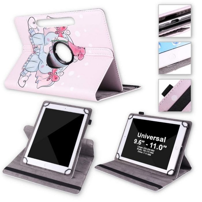 Wigento Tablet-Hülle Für Nokia T20 / T21 Tablet 10.4 360 Grad Rotation Universell Motiv 4 Tablet Tasche Kunst Leder Hülle Etuis