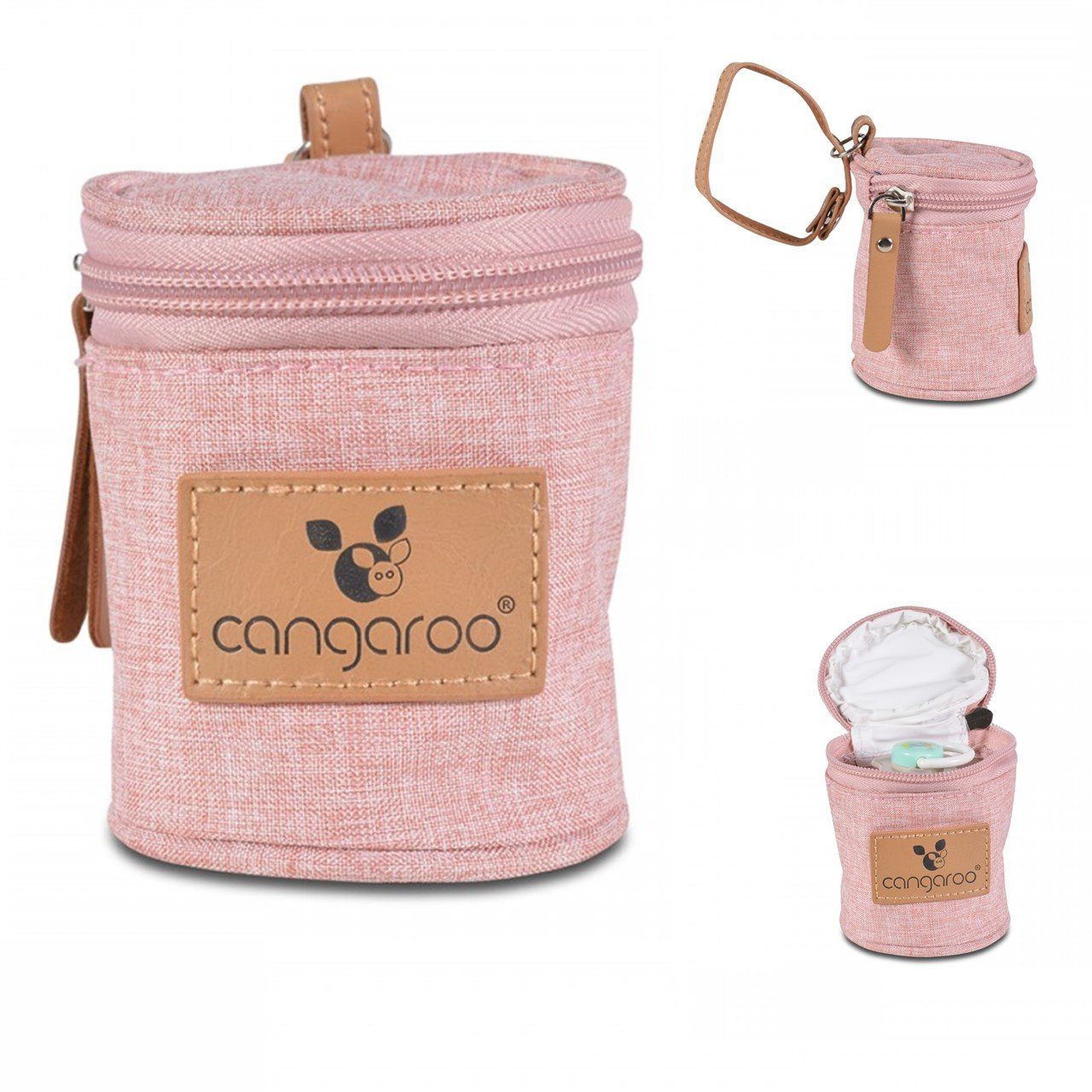 rosa mit Thermobox Schnuller Schnuller Beißring Cangaroo Griff, Schnullertasche Celio, und für