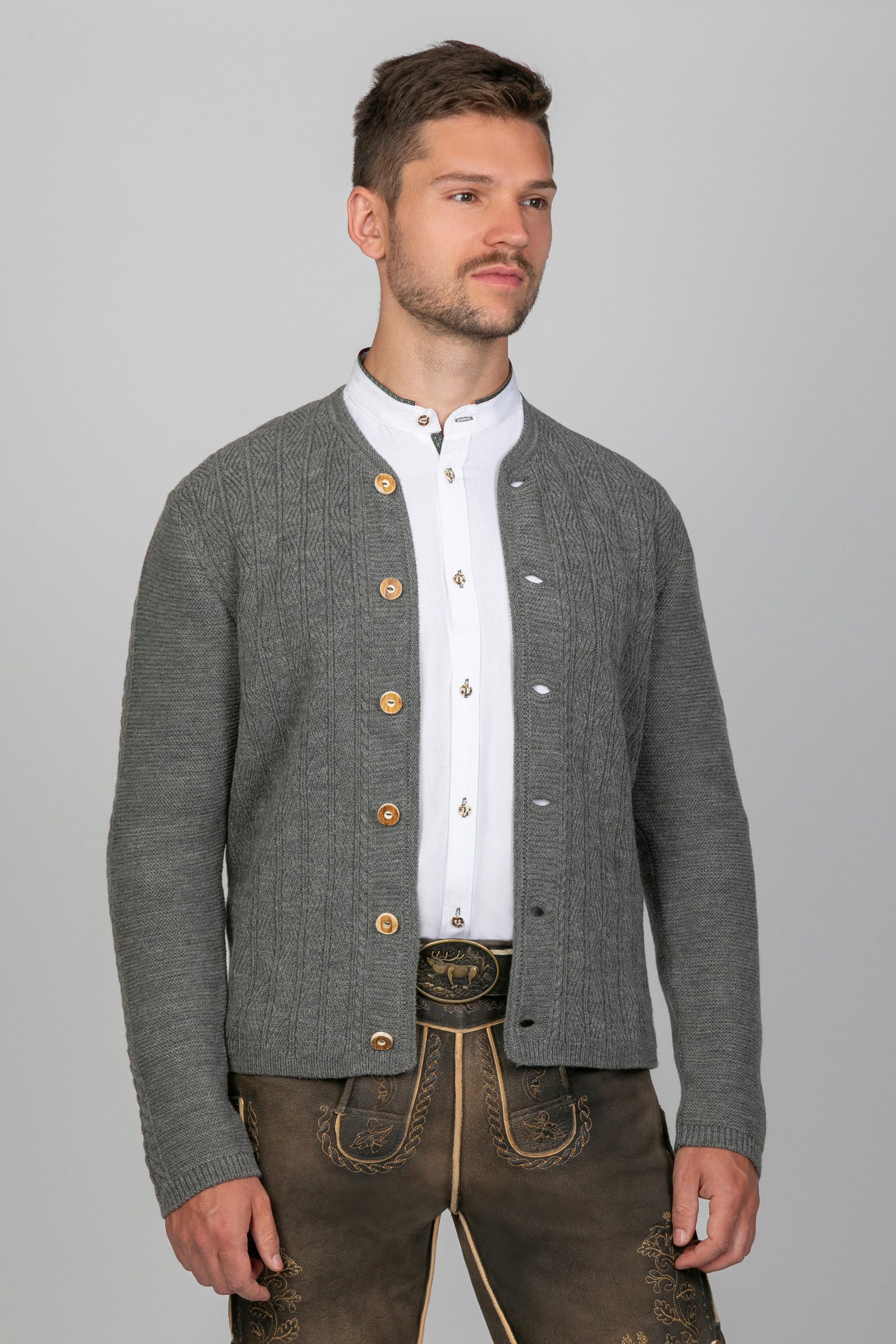 Edelnice Trachtenstrickjacke Leo Rauchgrau