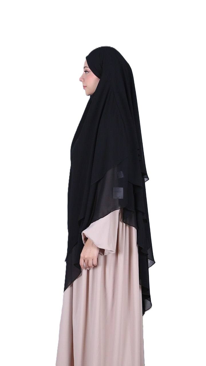 Aymasal Kopftuch Dreilagiger Khimar Chiffon Khumur Hijab Kopftuch Bedeckung locker, (Einzelstück, Einzelner Artikel), Dreilagiger Khimar aus Chiffon locker fallender Hijab für Alltag StilD