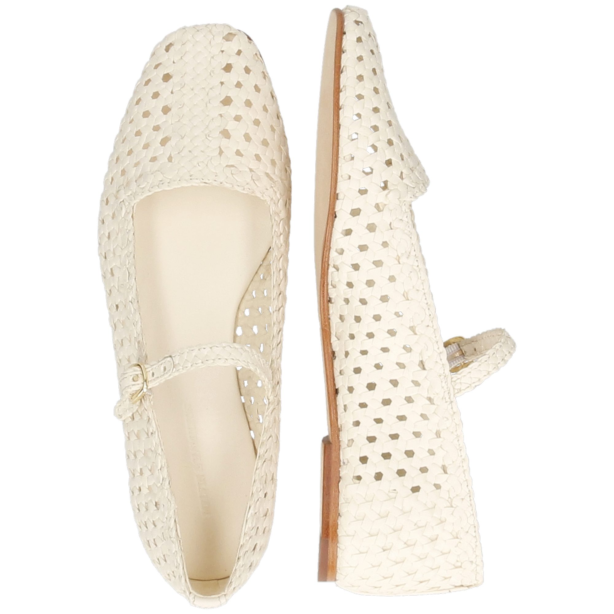 Melvin & Hamilton Bexley 10 Leder-Geflochtene Schuhe für Damen Ballerina Flache Absätze, Echtes Leder, Von Hand geflochten