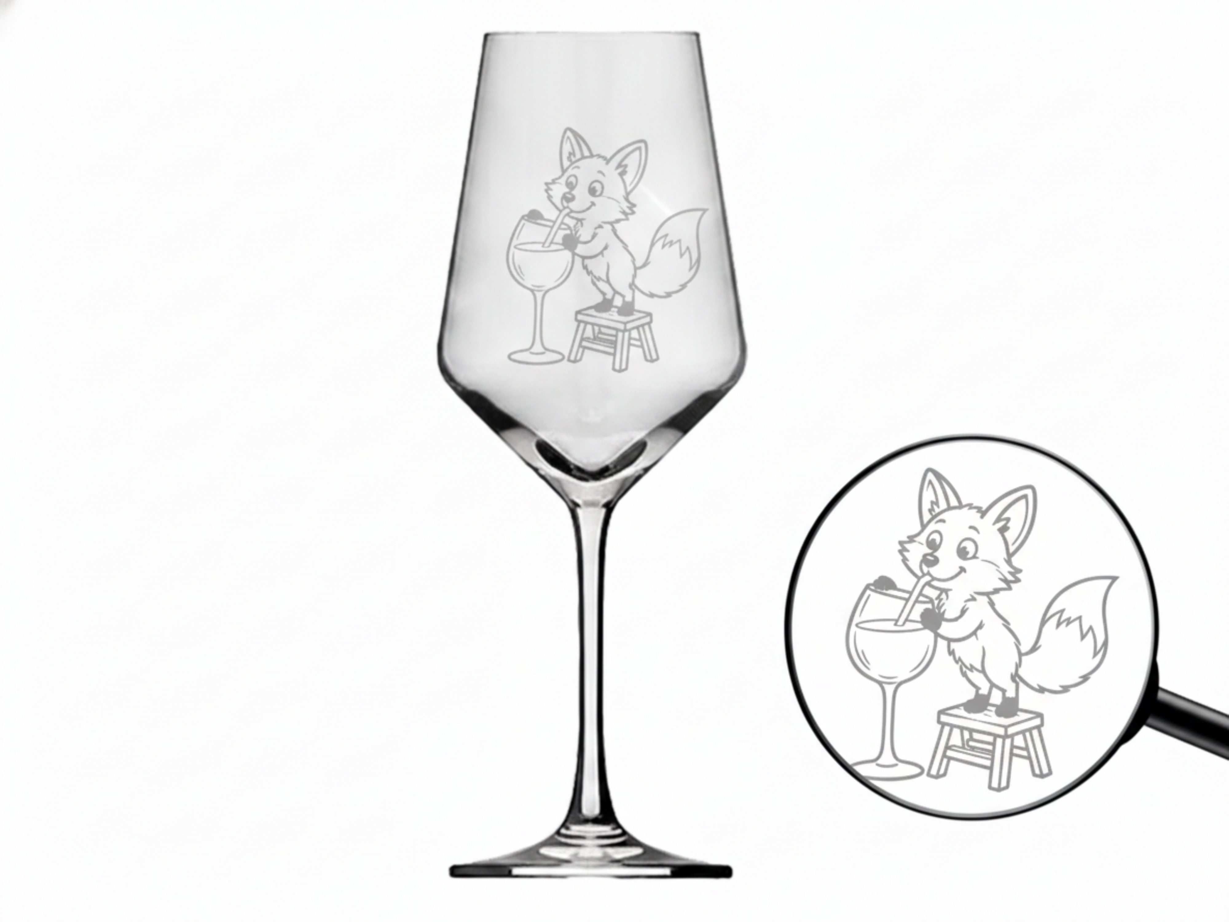 Valhalla Weinglas Weinglas Gravur Fuchs 350ml spülmaschinenfest, 1-tlg., Glas, Atemberaubende Darstellung
