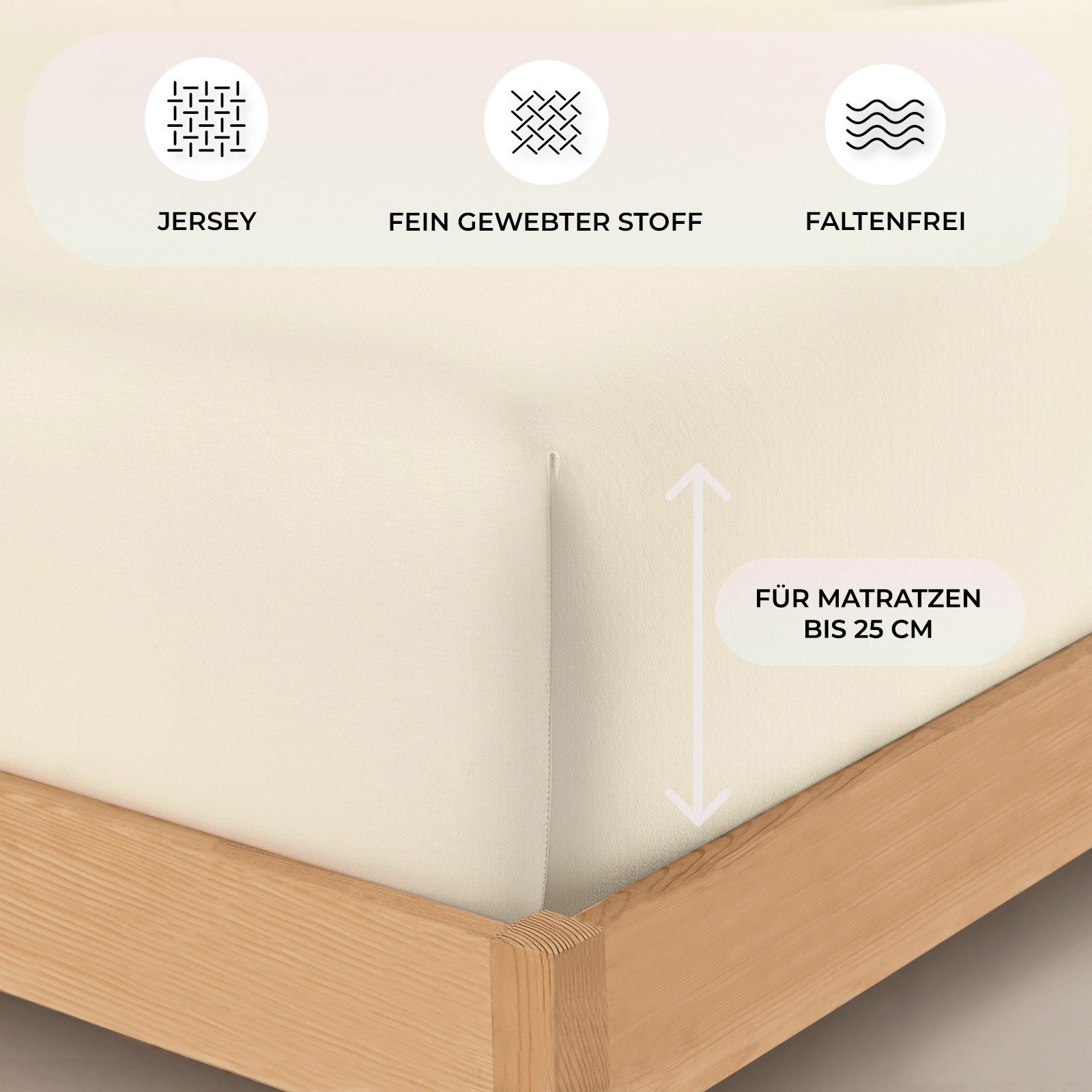 Buymax Spannbettlaken Buymax Jersey aus 100% Baumwolle, Jersey, Gummizug: Rundumgummi, (1 Stück), Pflegeleicht und Atmungsaktiv in Verschiedenen Farben und Größen